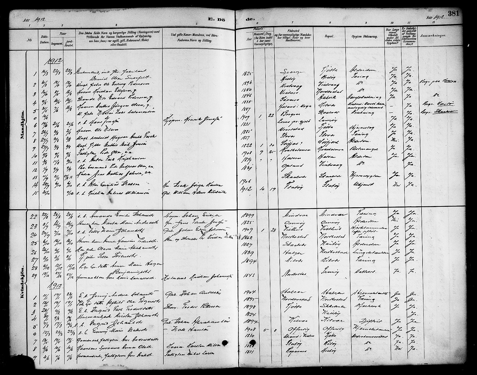 Ministerialprotokoller, klokkerbøker og fødselsregistre - Nordland, SAT/A-1459/817/L0268: Parish register (copy) no. 817C03, 1884-1920, p. 381
