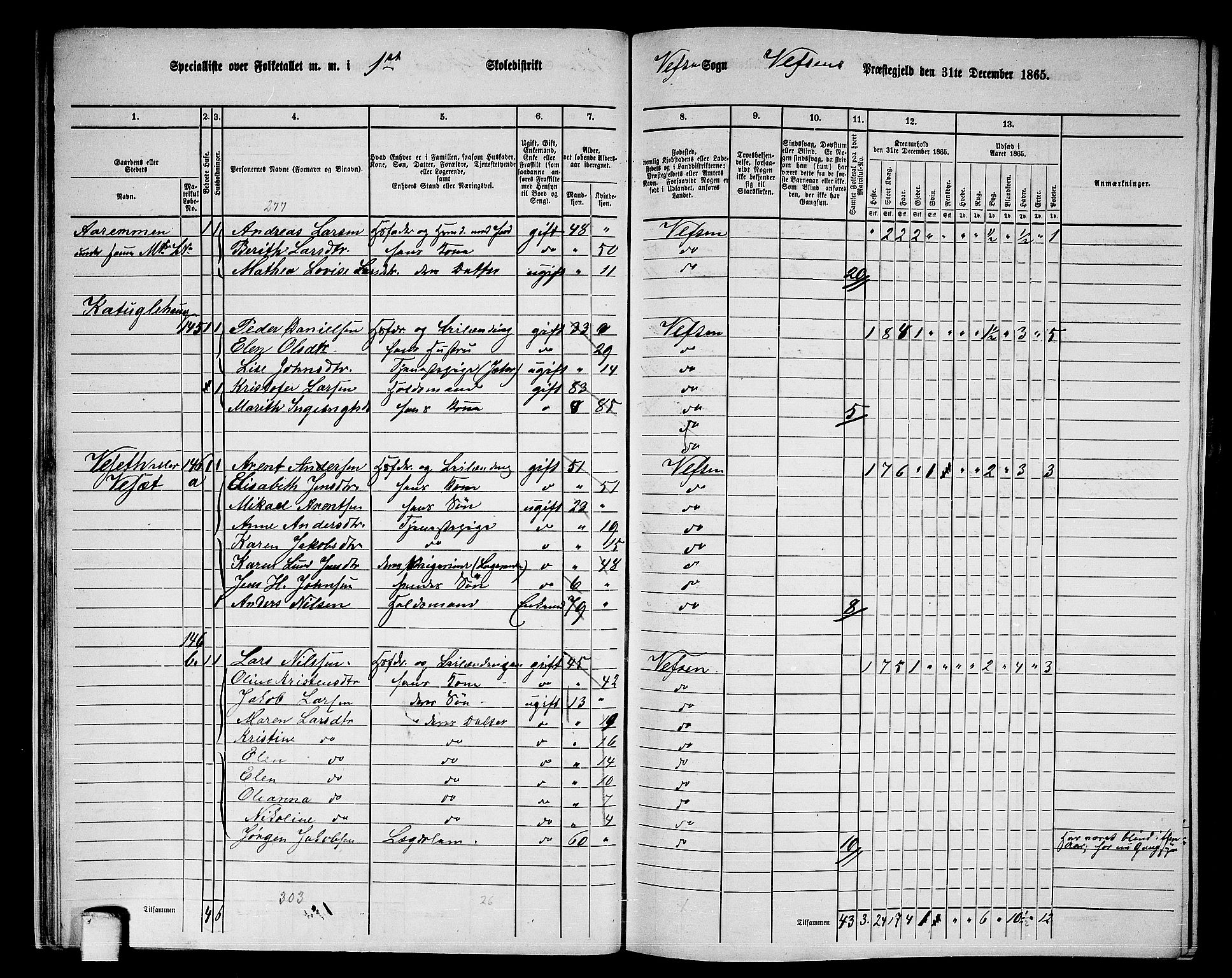 RA, 1865 census for Vefsn, 1865, p. 24