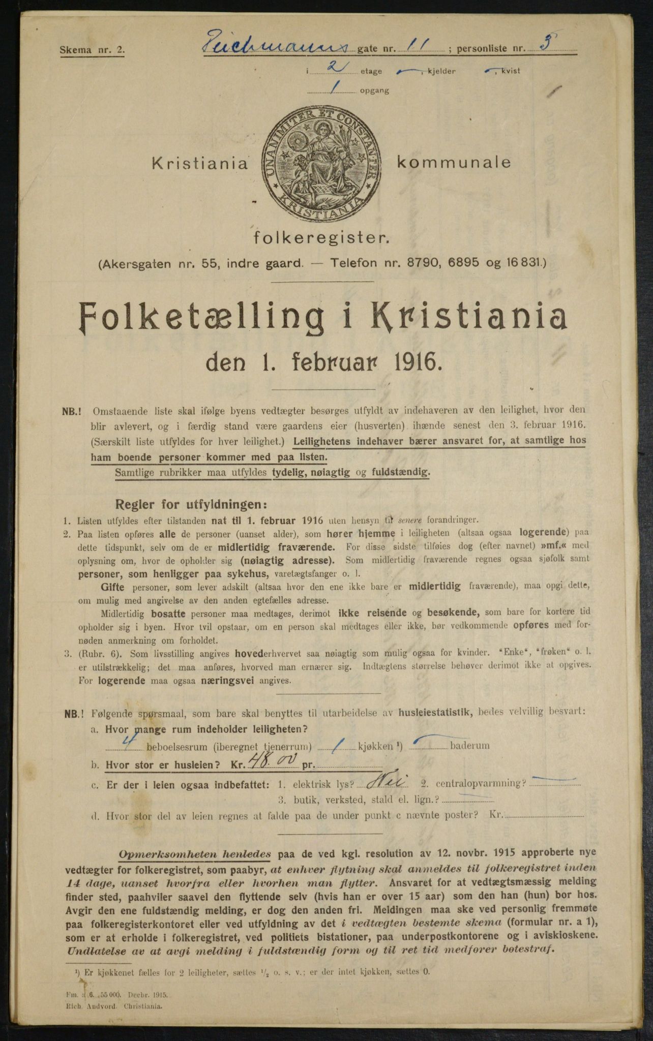 OBA, Municipal Census 1916 for Kristiania, 1916, p. 15700