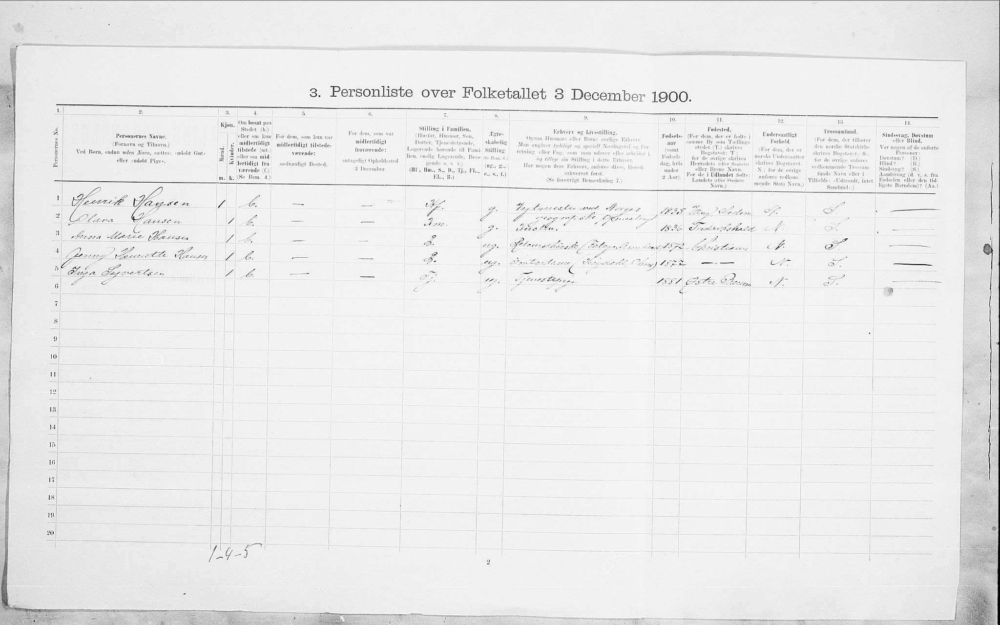SAO, 1900 census for Kristiania, 1900, p. 90103