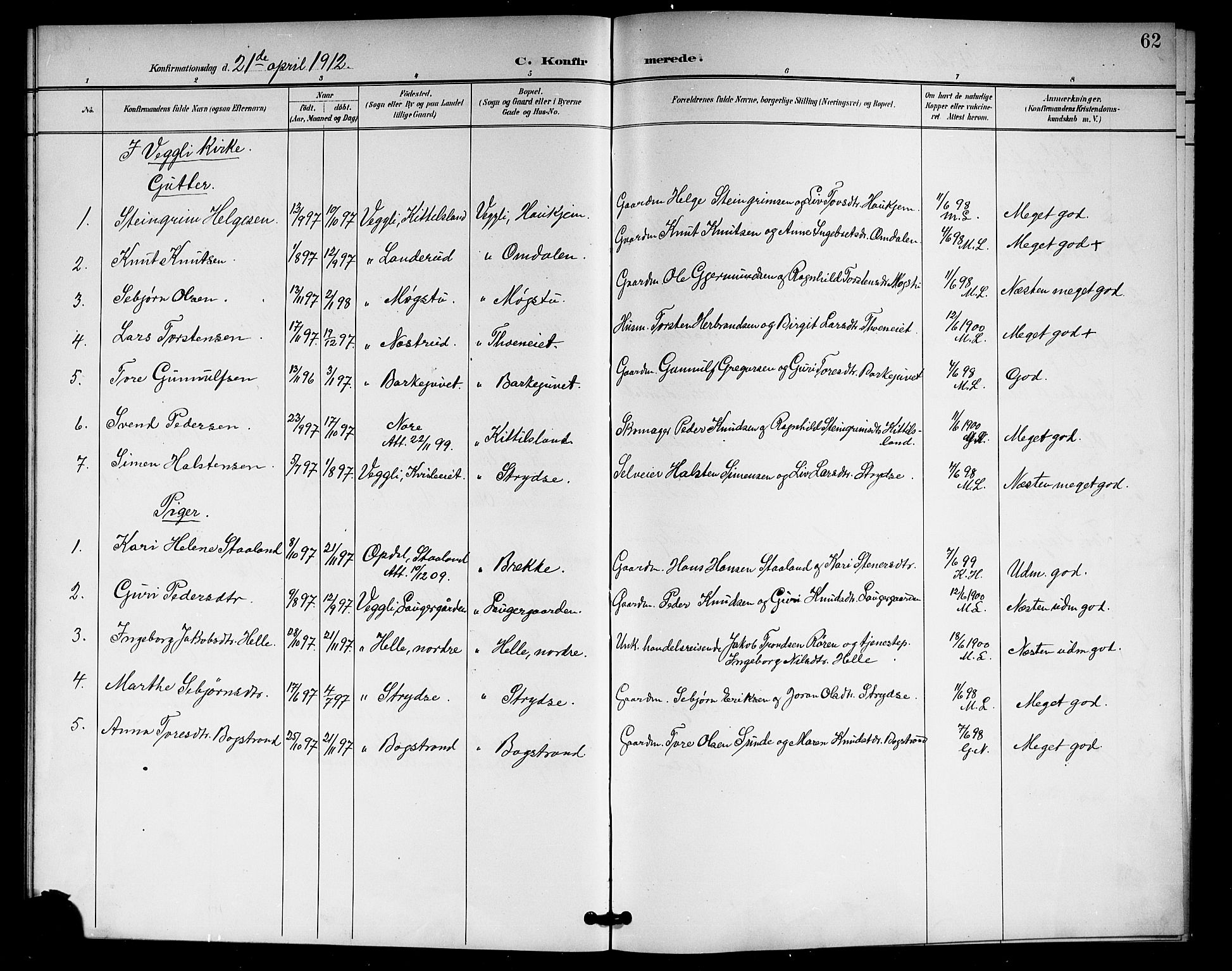 Rollag kirkebøker, SAKO/A-240/G/Gb/L0003: Parish register (copy) no. II 3, 1897-1919, p. 62