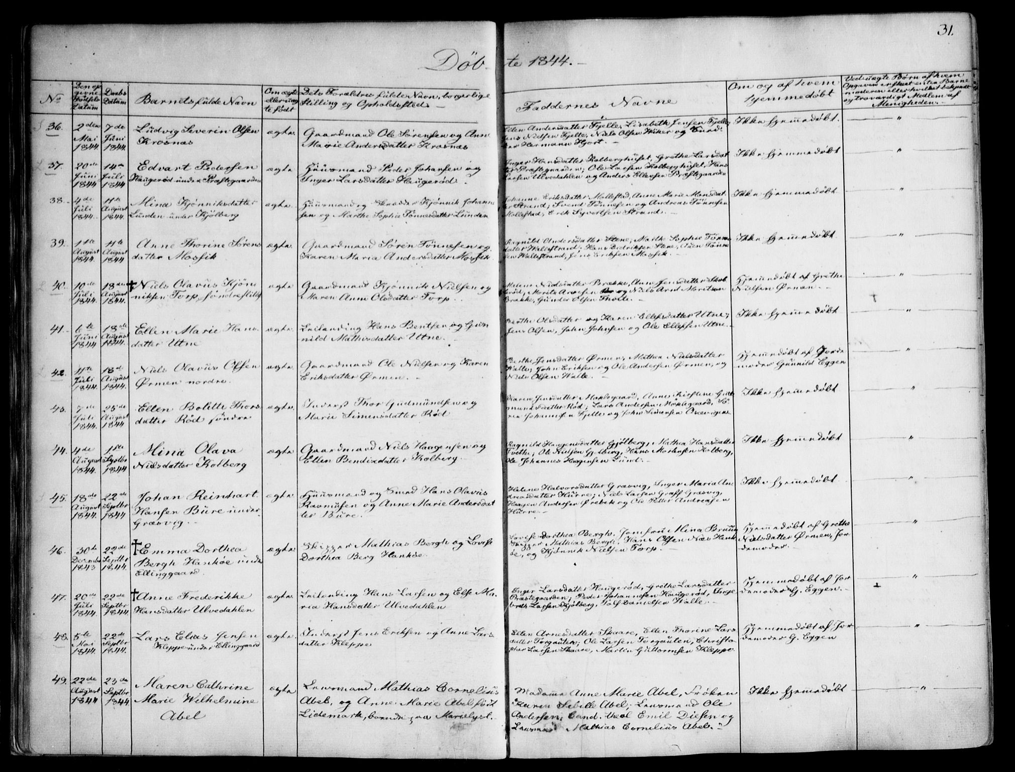 Onsøy prestekontor Kirkebøker, AV/SAO-A-10914/F/Fa/L0003: Parish register (official) no. I 3, 1841-1860, p. 31