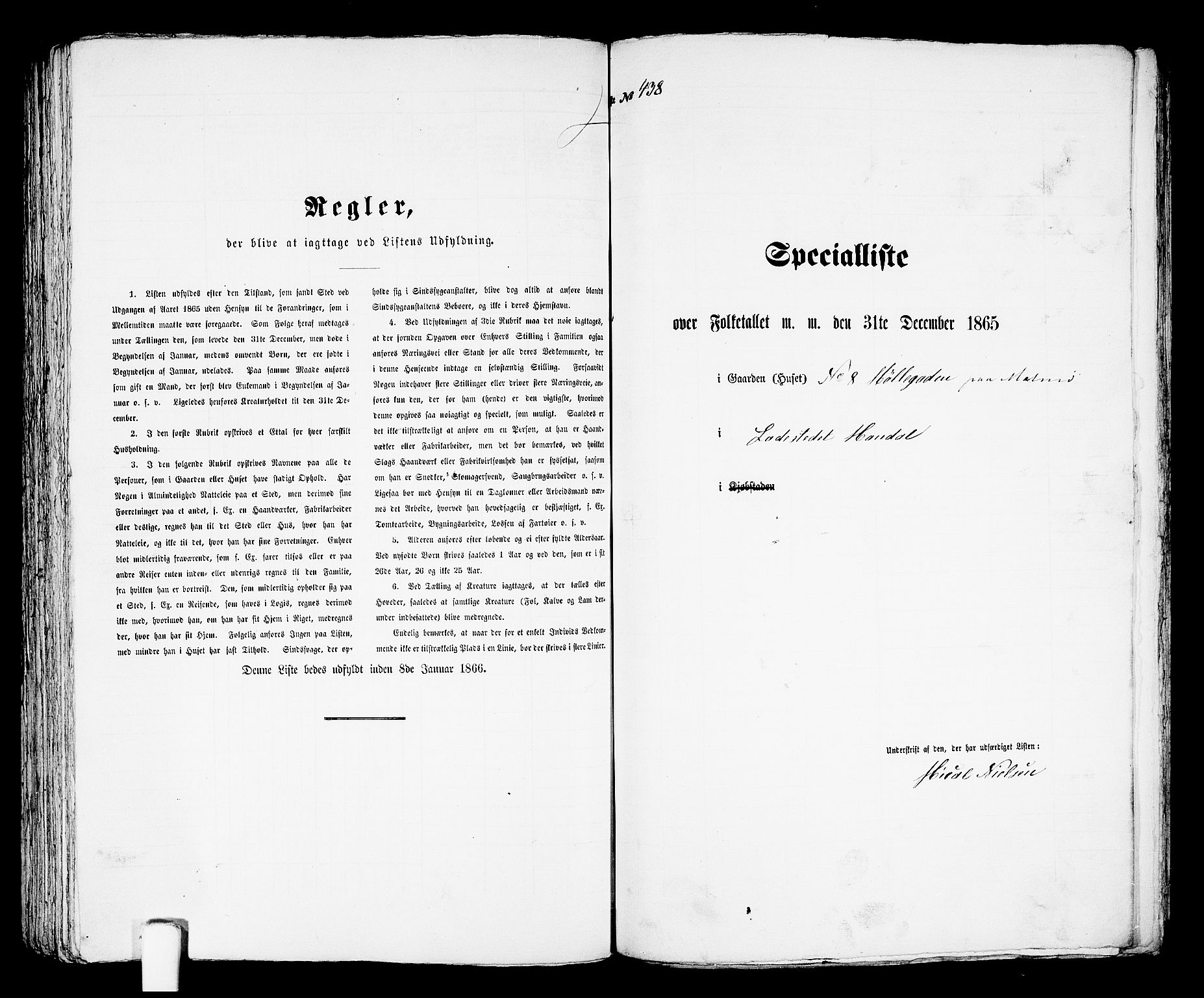 RA, 1865 census for Mandal/Mandal, 1865, p. 884
