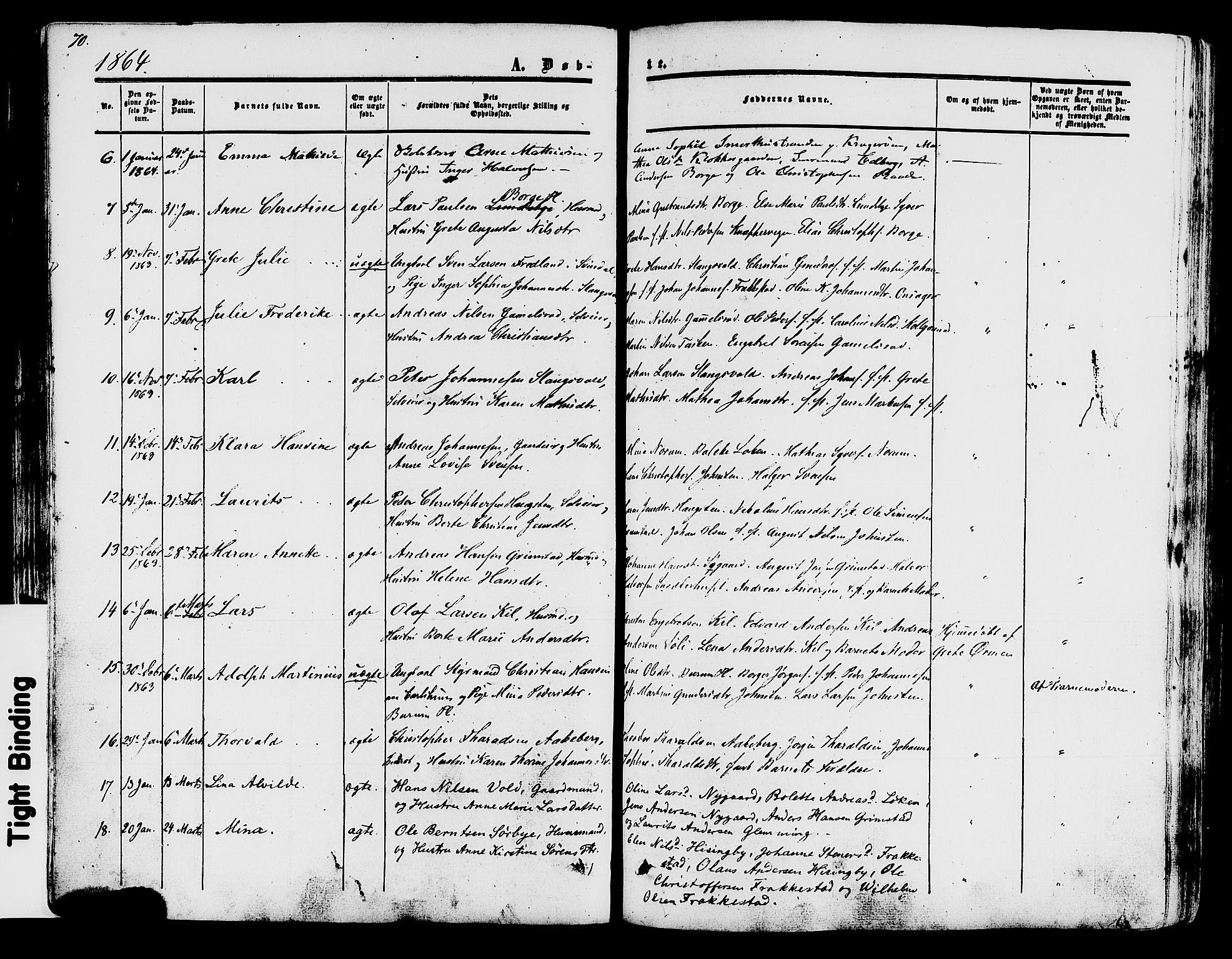 Råde prestekontor kirkebøker, AV/SAO-A-2009/F/Fa/L0006: Parish register (official) no. 6, 1854-1877, p. 70