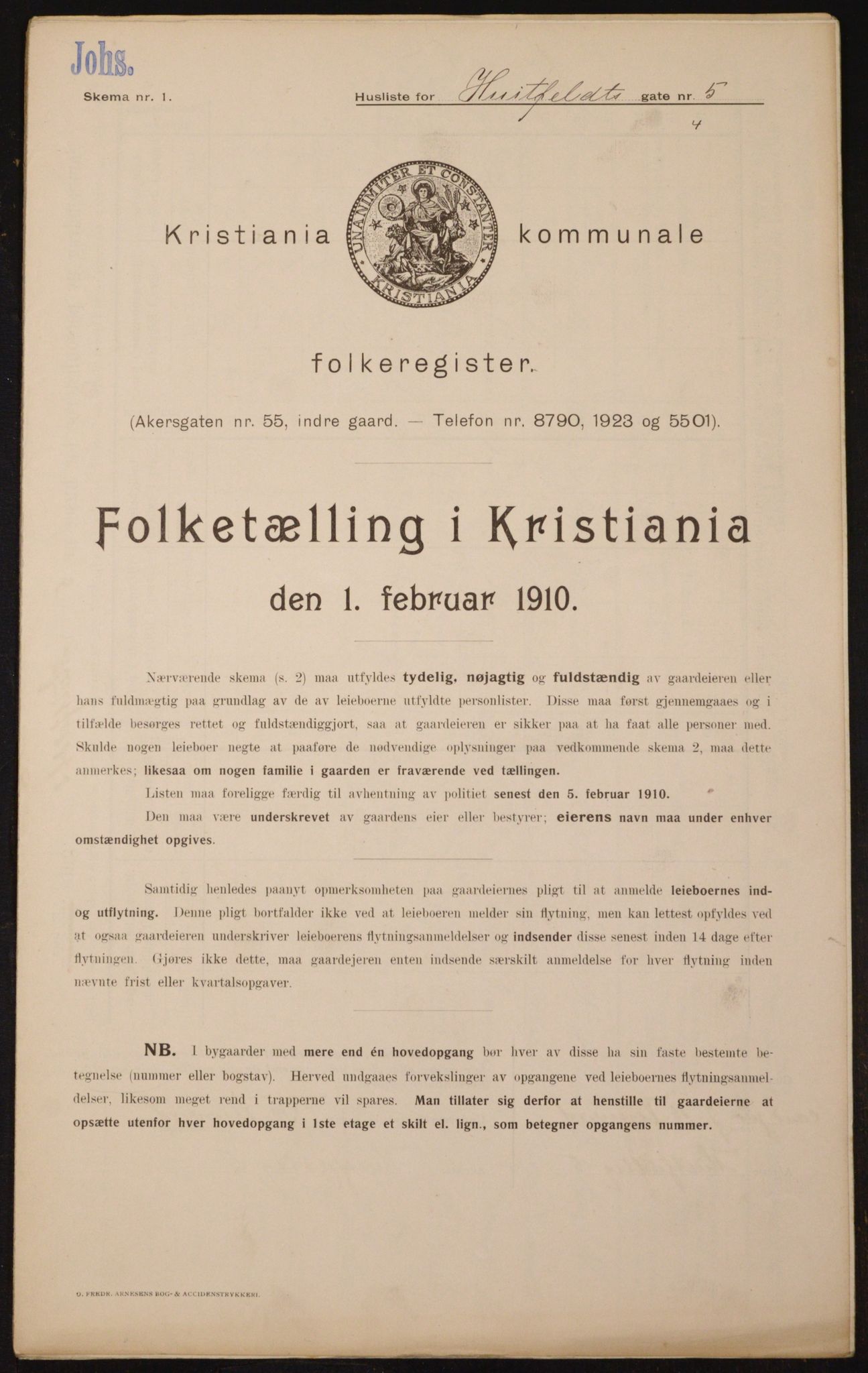 OBA, Municipal Census 1910 for Kristiania, 1910, p. 40772