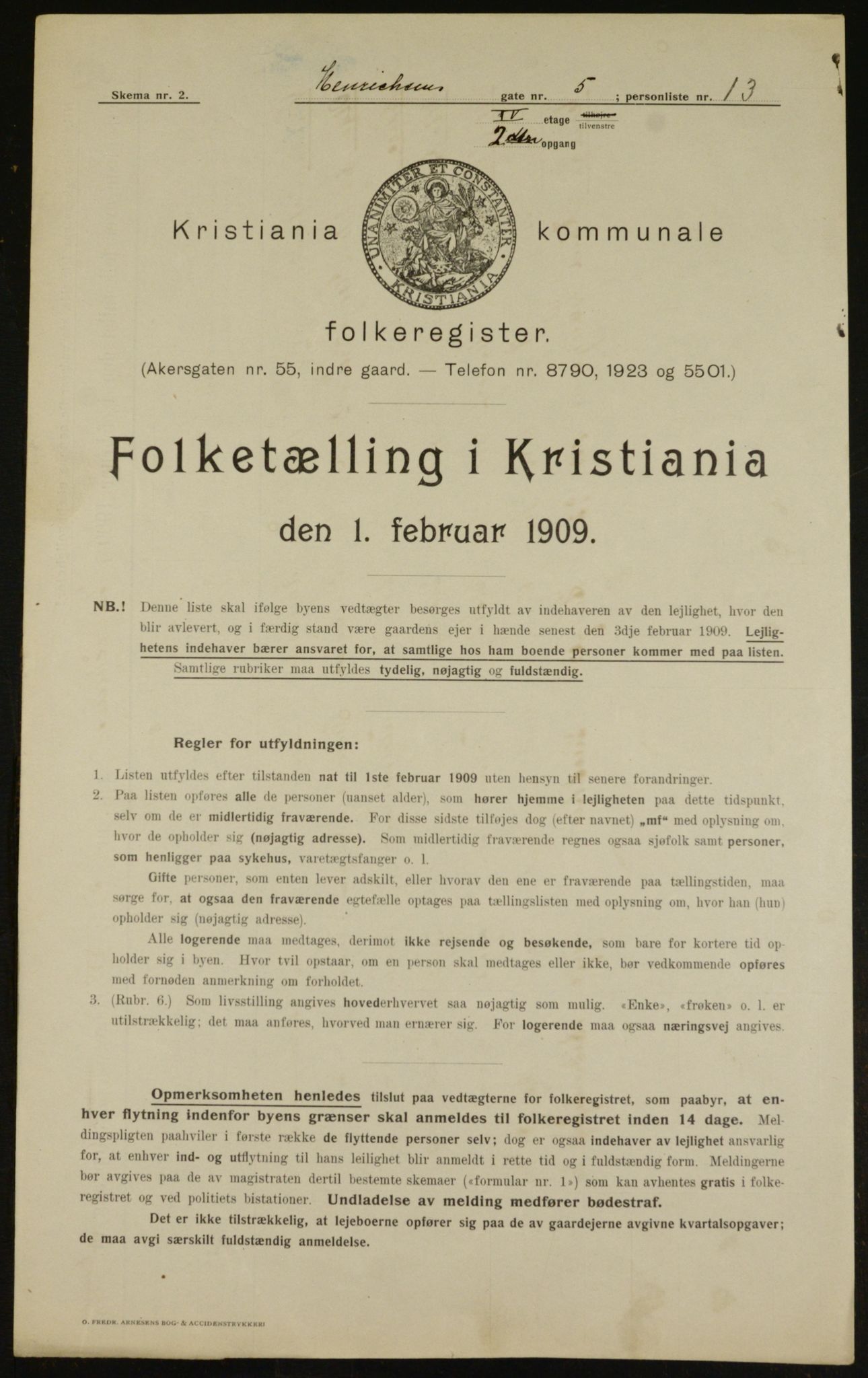 OBA, Municipal Census 1909 for Kristiania, 1909, p. 34970