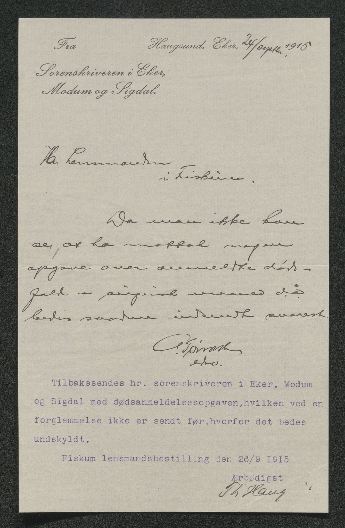 Eiker, Modum og Sigdal sorenskriveri, SAKO/A-123/H/Ha/Hab/L0037: Dødsfallsmeldinger, 1914-1915, p. 1037