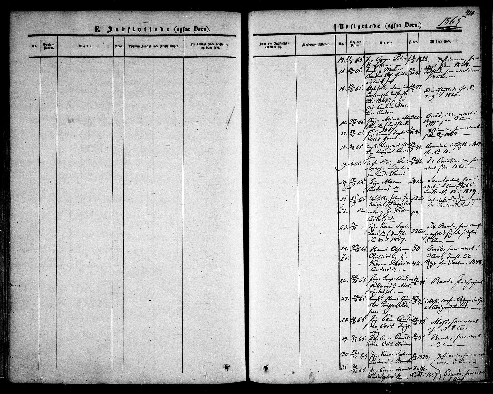 Rygge prestekontor Kirkebøker, AV/SAO-A-10084b/F/Fa/L0005: Parish register (official) no. 5, 1852-1871, p. 418
