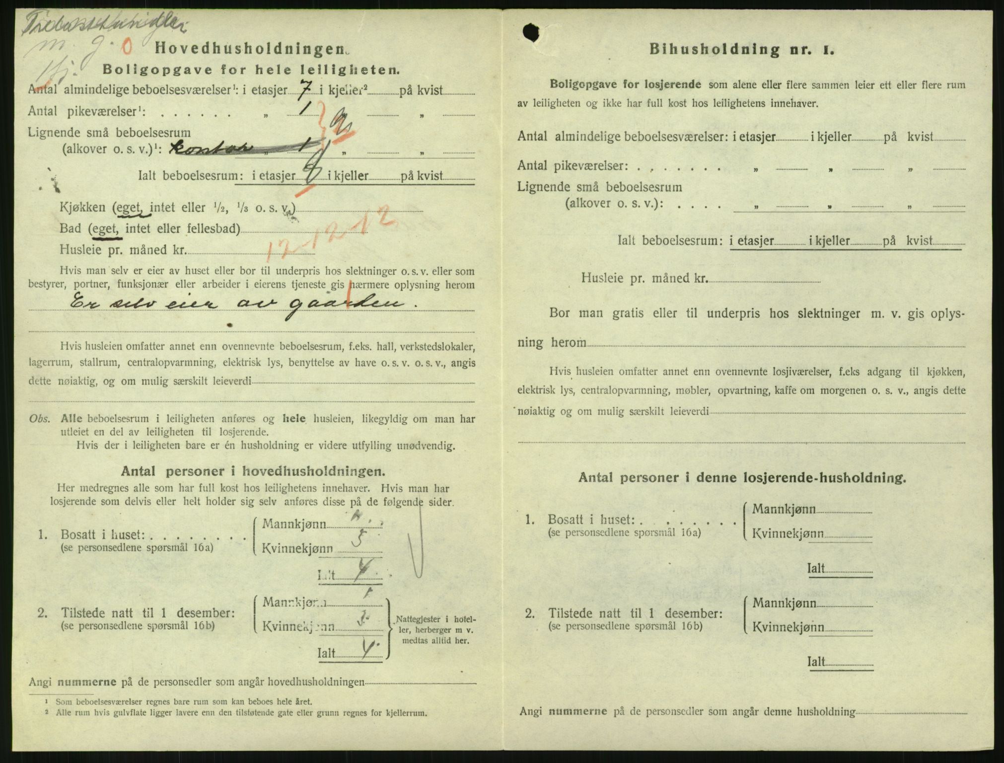 SAH, 1920 census for Lillehammer, 1920, p. 1877