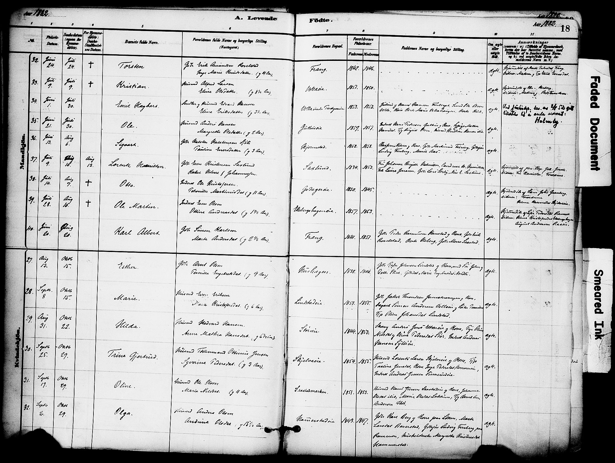 Stange prestekontor, AV/SAH-PREST-002/K/L0017: Parish register (official) no. 17, 1880-1893, p. 18