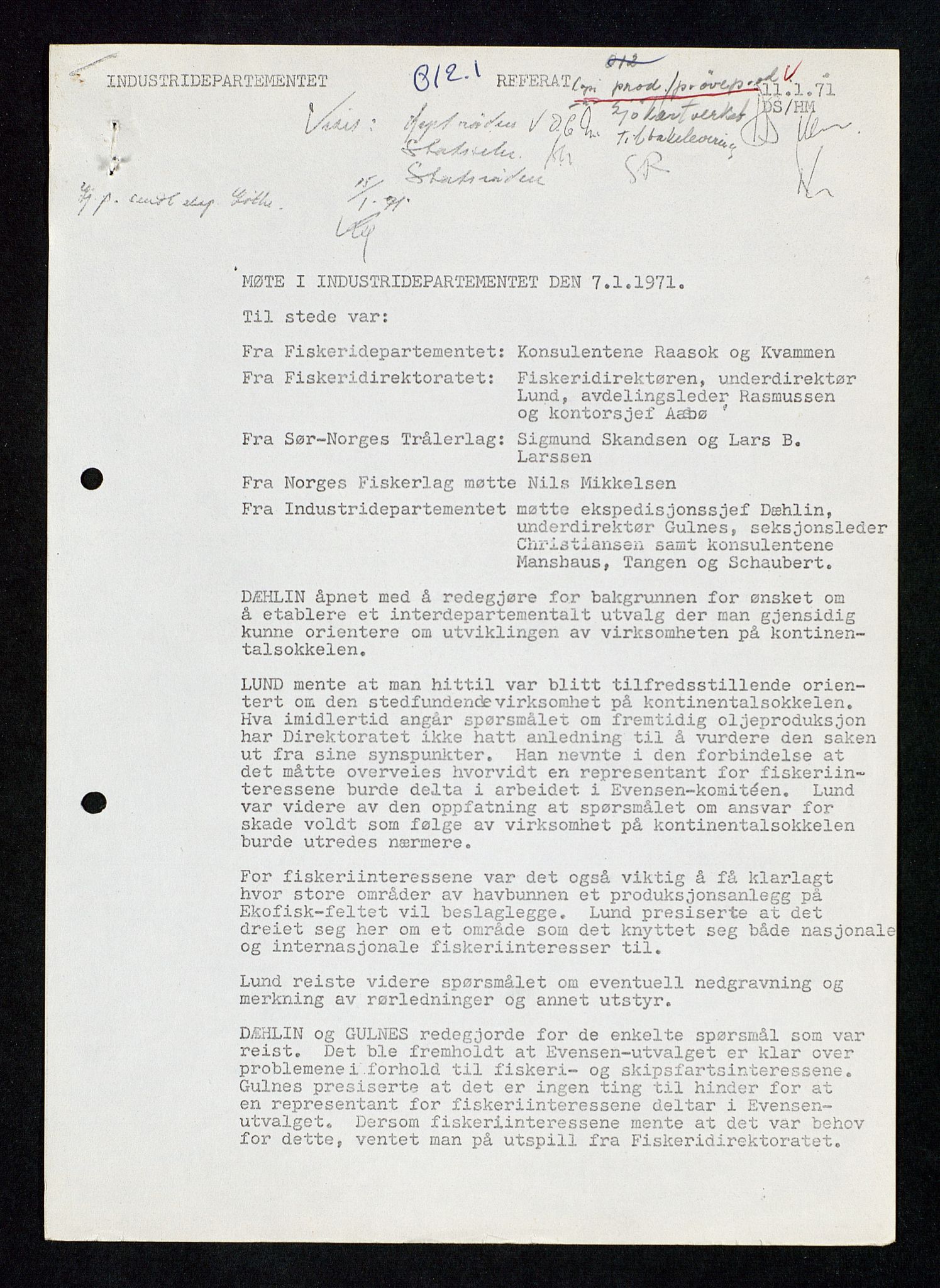 Industridepartementet, Oljekontoret, SAST/A-101348/Db/L0002: Oljevernrådet, Styret i OD, leieforhold, div., 1966-1973, p. 285