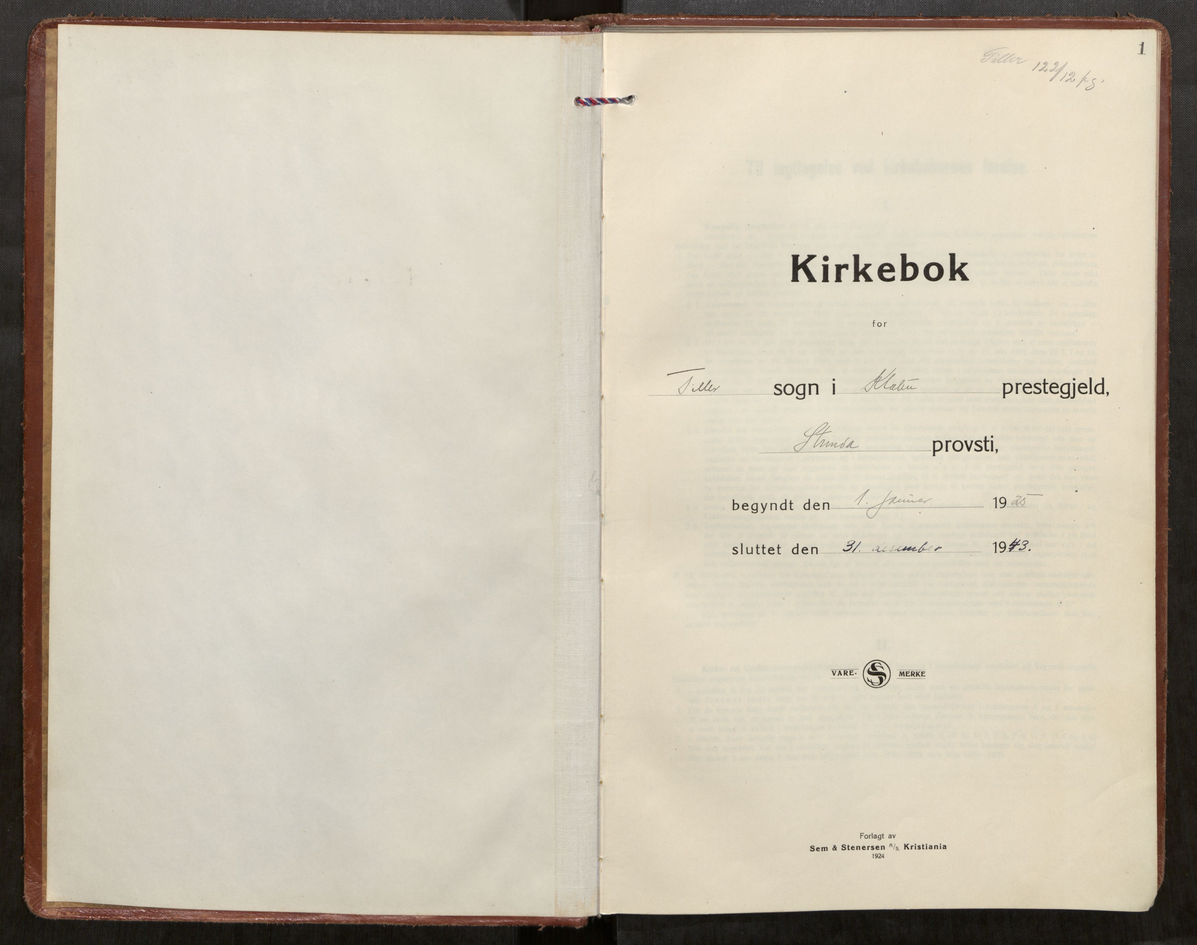 Klæbu sokneprestkontor, SAT/A-1112: Parish register (official) no. 4, 1925-1943, p. 1