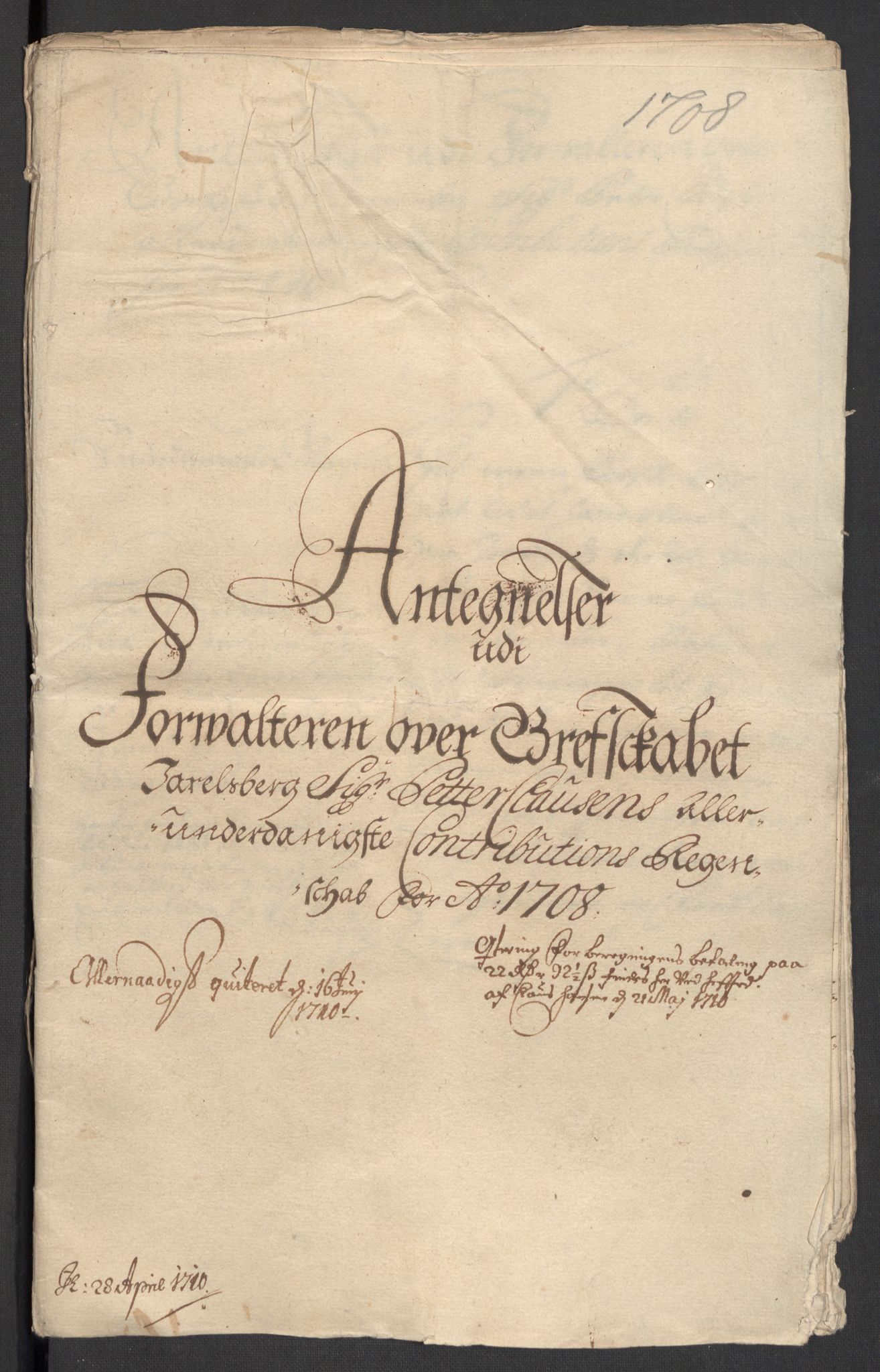 Rentekammeret inntil 1814, Reviderte regnskaper, Fogderegnskap, RA/EA-4092/R32/L1873: Fogderegnskap Jarlsberg grevskap, 1708, p. 269