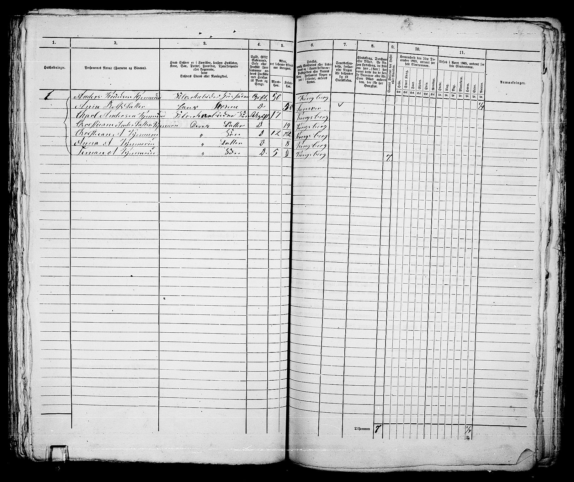 RA, 1865 census for Kongsberg/Kongsberg, 1865, p. 878