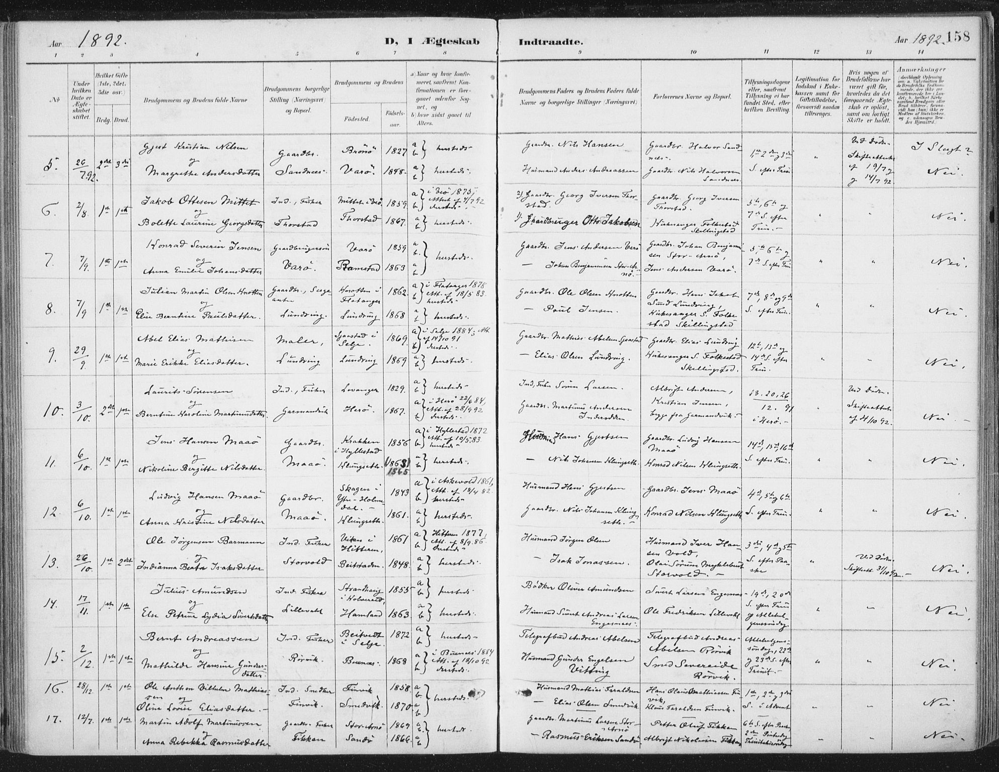 Ministerialprotokoller, klokkerbøker og fødselsregistre - Nord-Trøndelag, SAT/A-1458/784/L0673: Parish register (official) no. 784A08, 1888-1899, p. 158