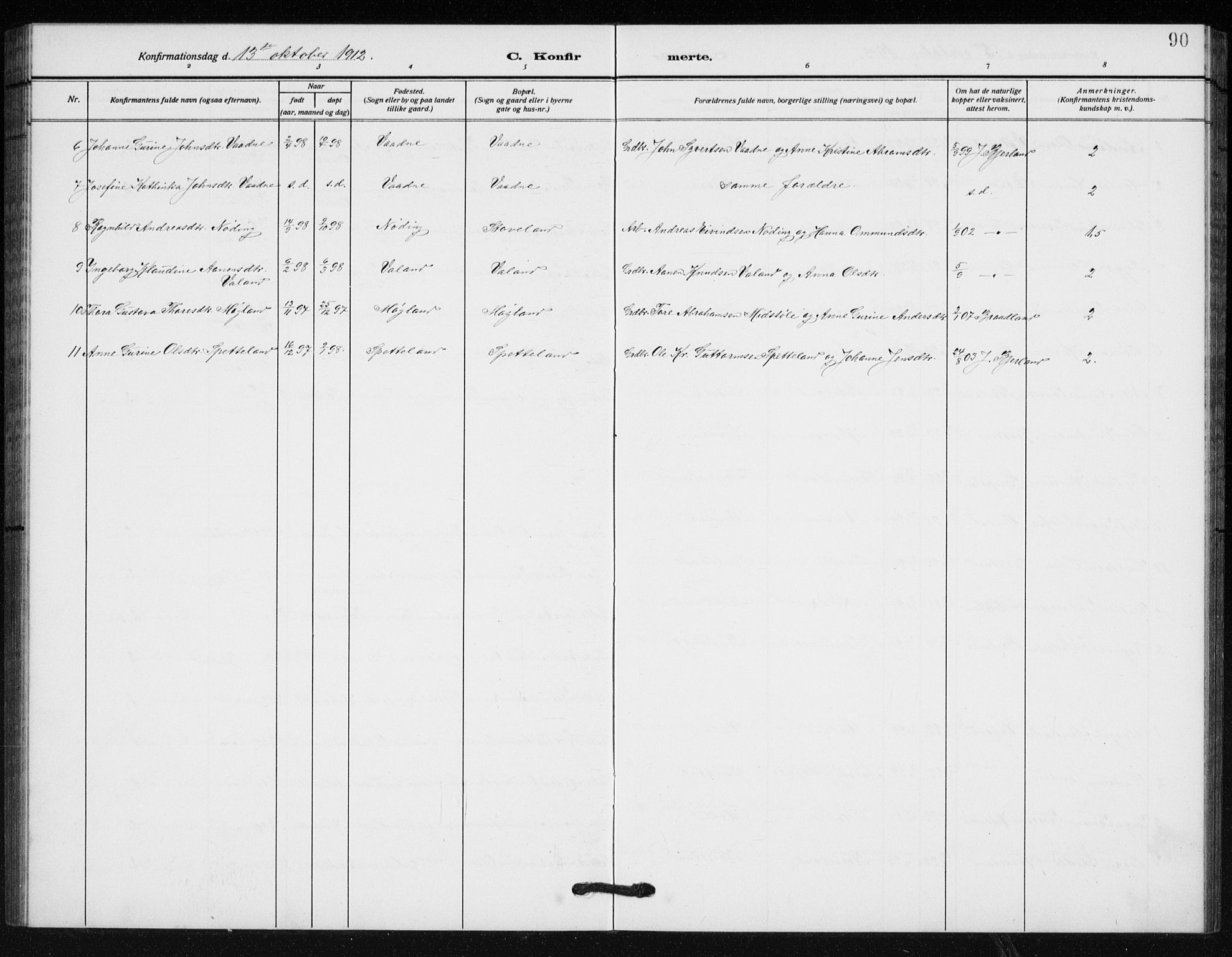 Holum sokneprestkontor, SAK/1111-0022/F/Fb/Fba/L0006: Parish register (copy) no. B 6, 1910-1936, p. 90