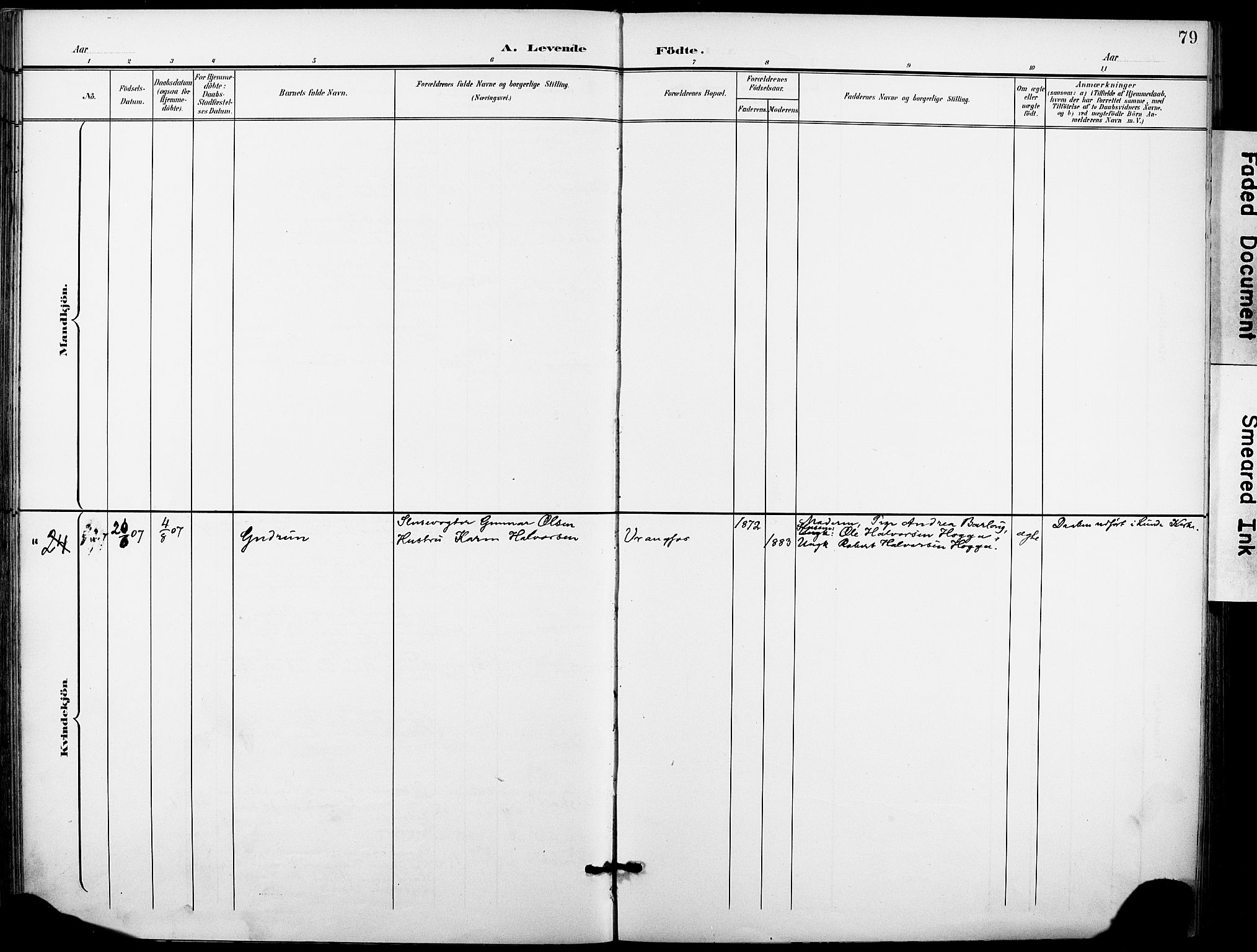 Holla kirkebøker, SAKO/A-272/F/Fa/L0010: Parish register (official) no. 10, 1897-1907, p. 79