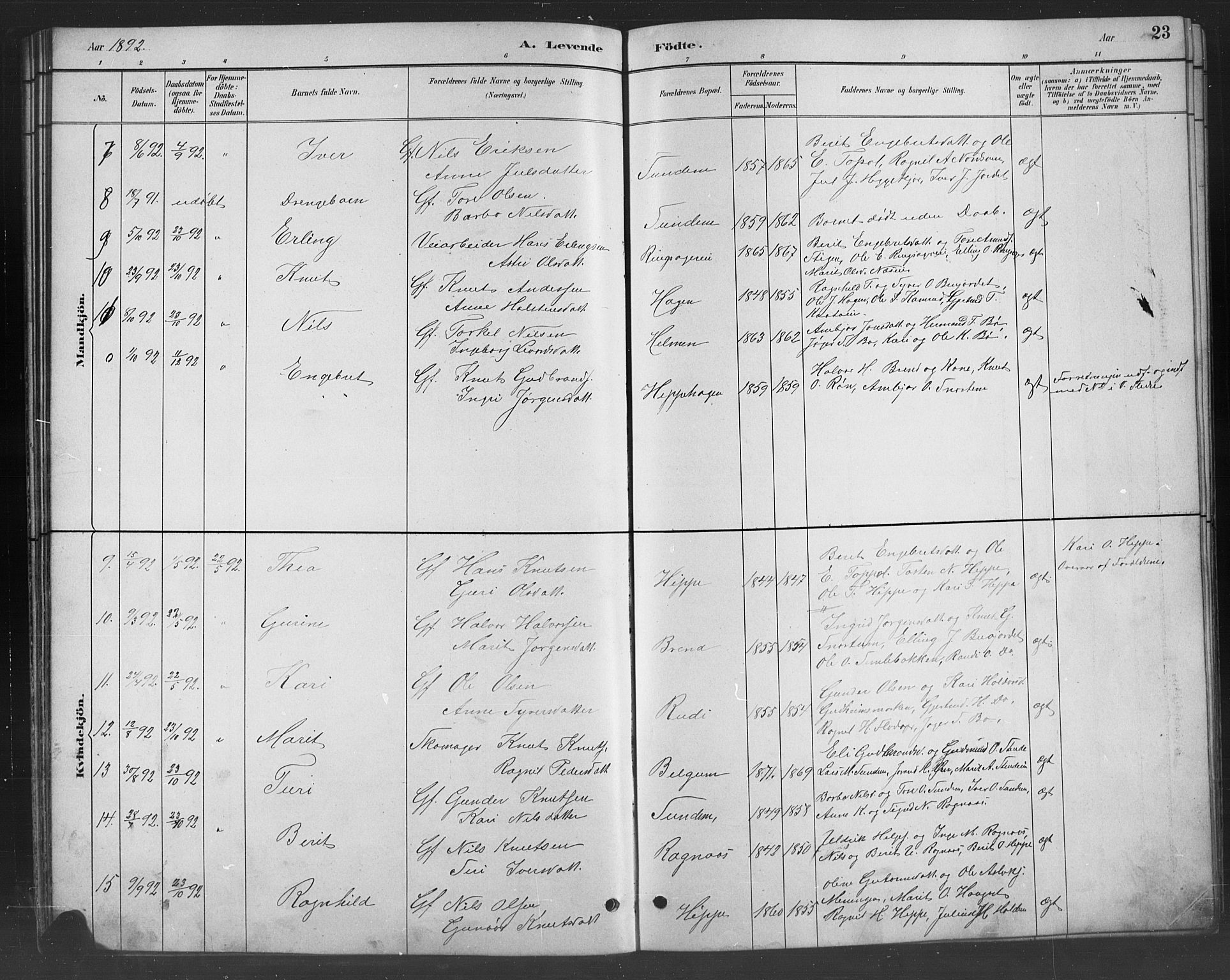 Nord-Aurdal prestekontor, SAH/PREST-132/H/Ha/Hab/L0008: Parish register (copy) no. 8, 1883-1916, p. 23