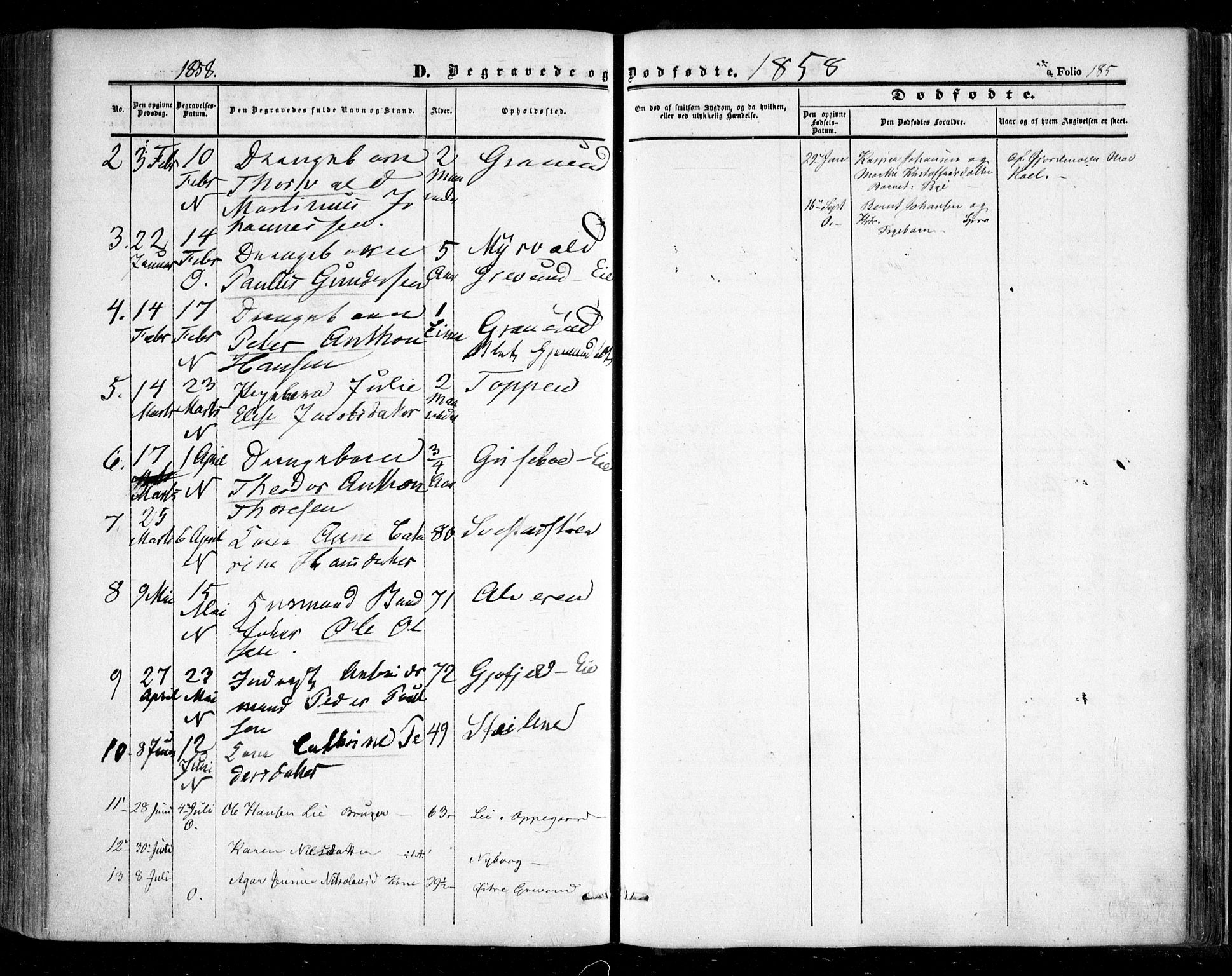 Nesodden prestekontor Kirkebøker, AV/SAO-A-10013/F/Fa/L0007: Parish register (official) no. I 7, 1848-1868, p. 185