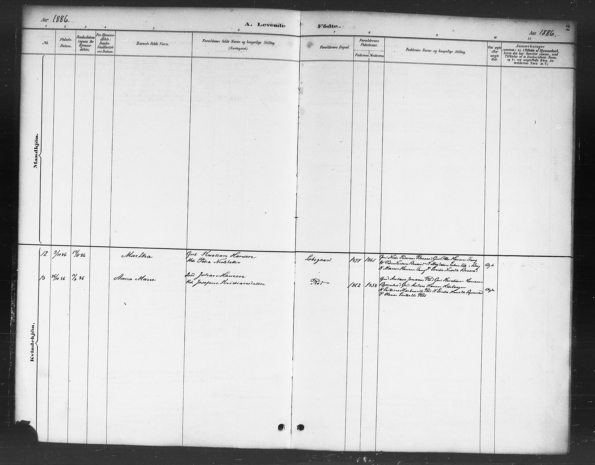 Skjeberg prestekontor Kirkebøker, SAO/A-10923/F/Fc/L0001: Parish register (official) no. III 1, 1886-1897, p. 2