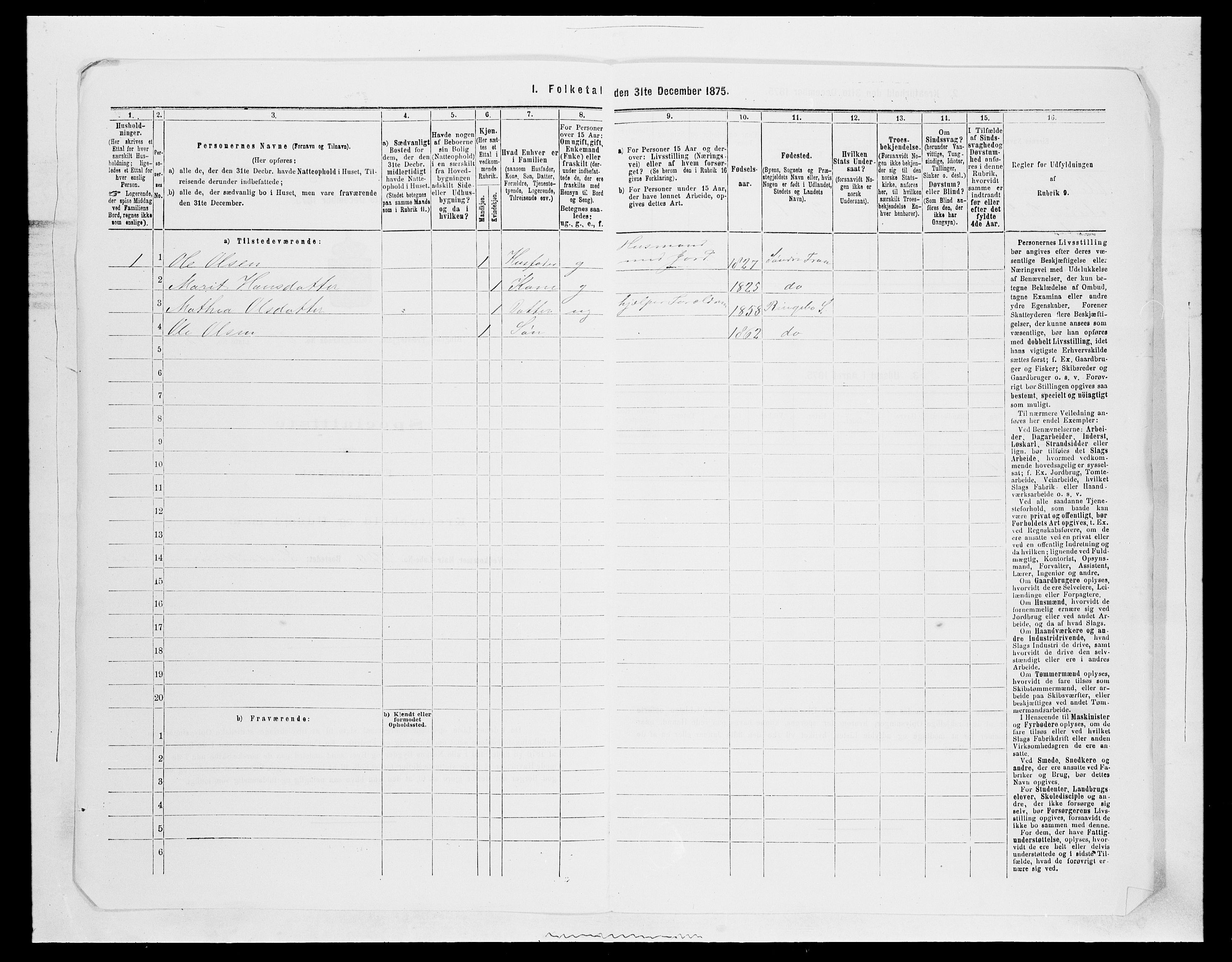 SAH, 1875 census for 0520P Ringebu, 1875, p. 1270