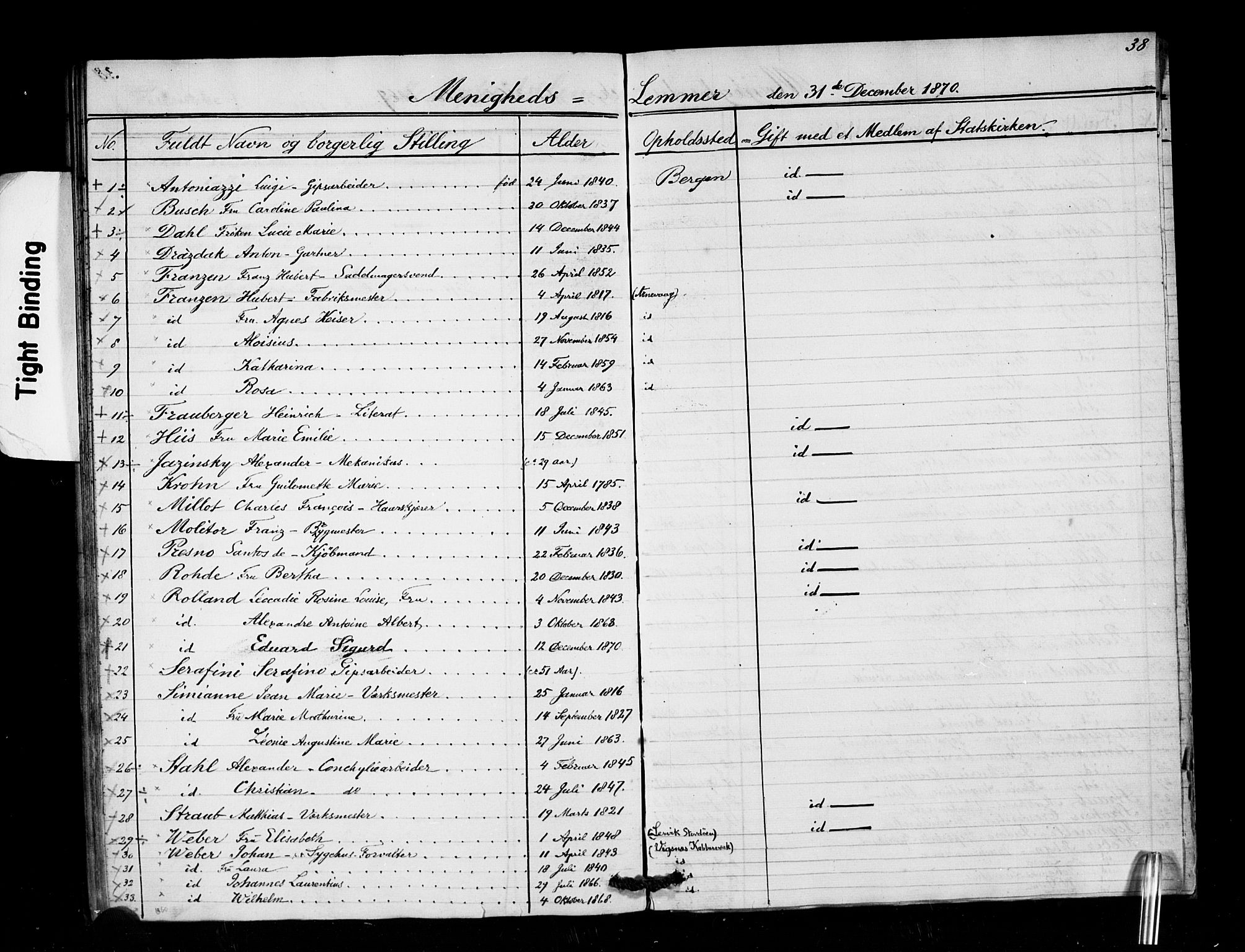 St. Pauls kirke, AV/SAB-SAB/DA-012/F: Dissenter register no. L0001, 1858-1878, p. 38