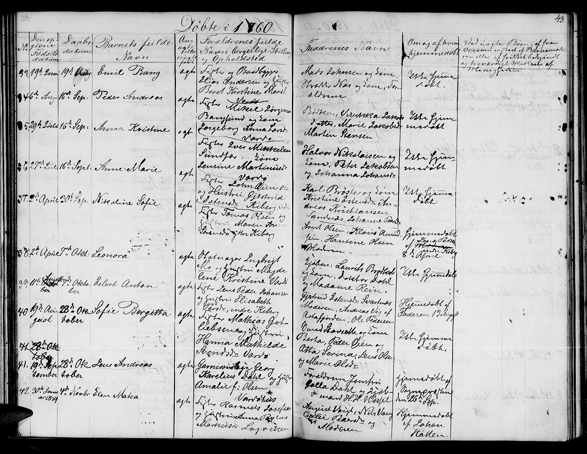 Vardø sokneprestkontor, AV/SATØ-S-1332/H/Hb/L0001klokker: Parish register (copy) no. 1, 1844-1861, p. 43