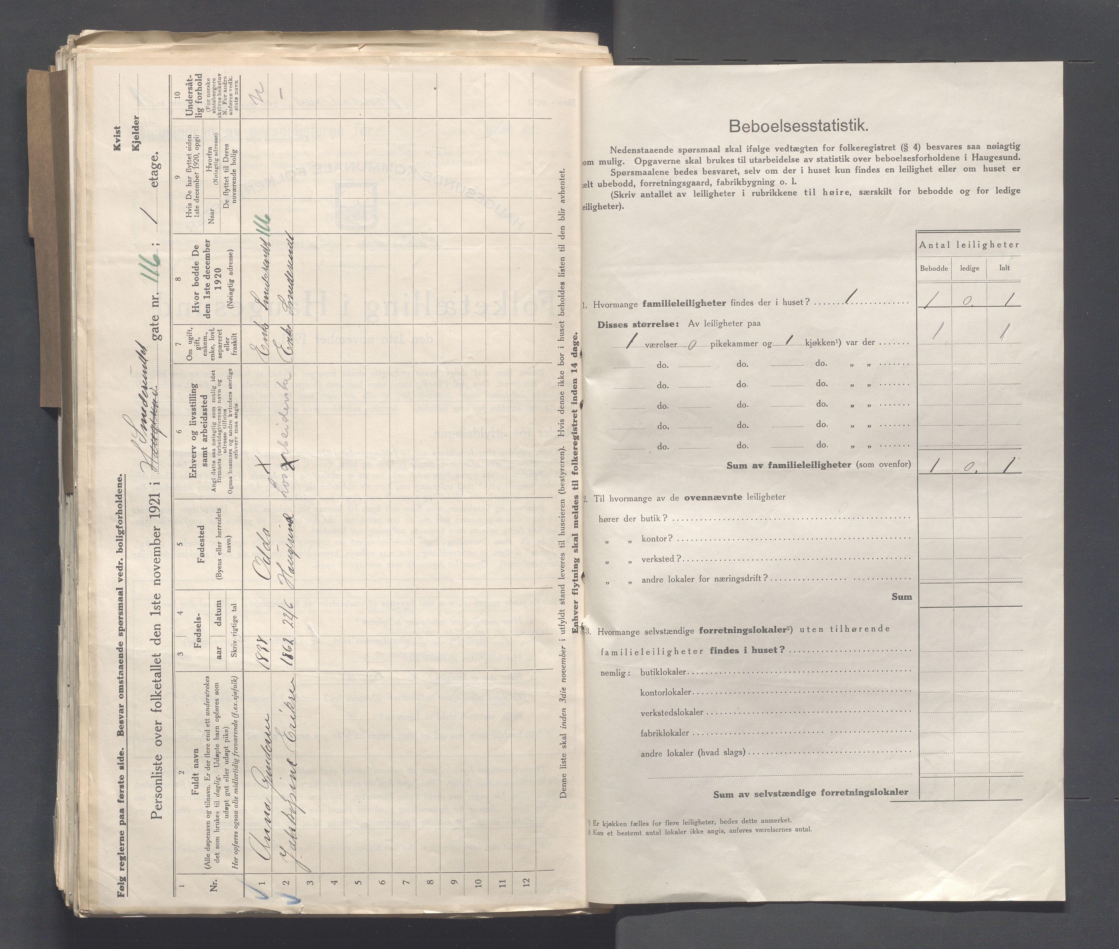 IKAR, Local census 1.11.1921 for Haugesund, 1921, p. 4269