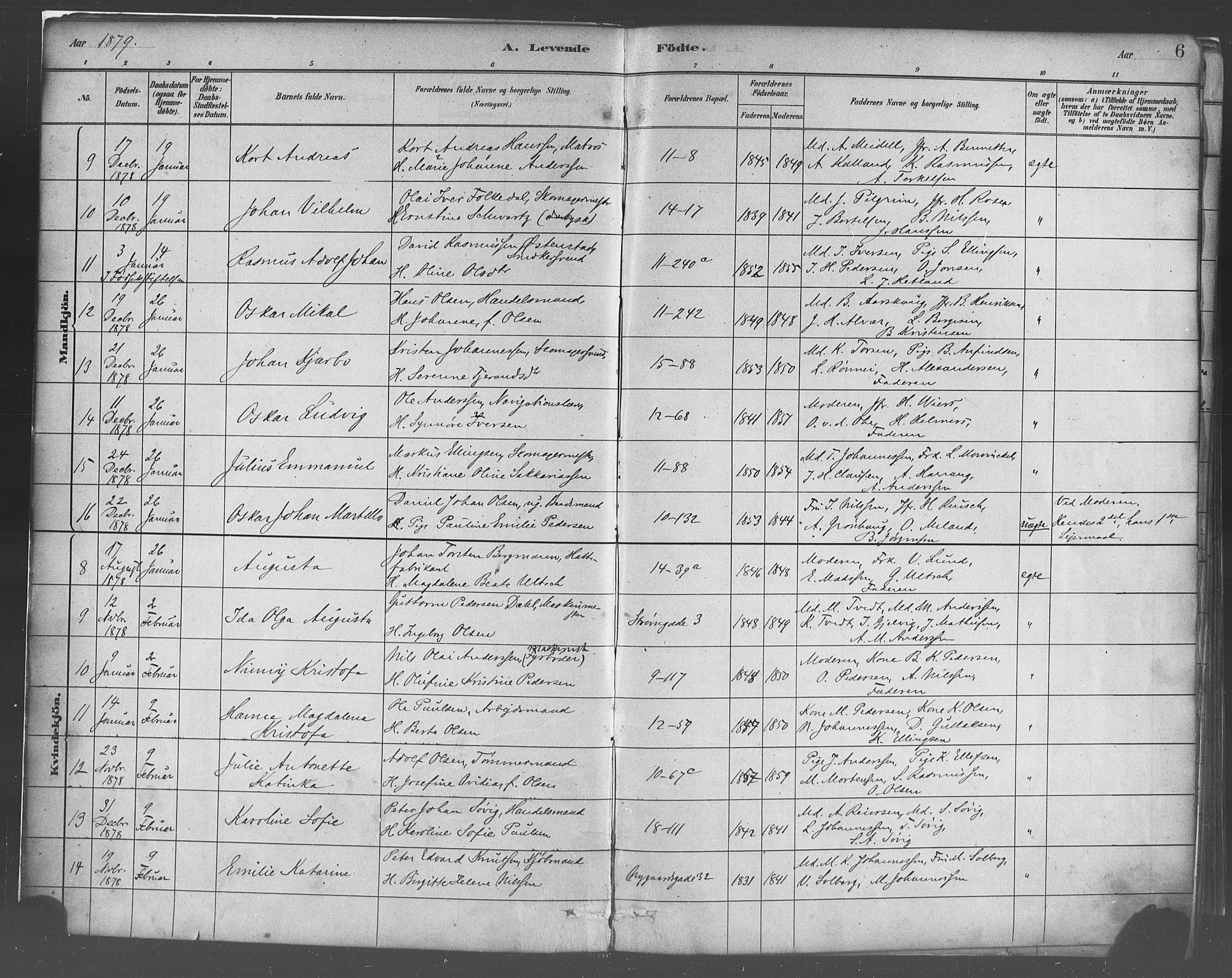 Domkirken sokneprestembete, AV/SAB-A-74801/H/Haa/L0023: Parish register (official) no. B 6, 1879-1887, p. 6