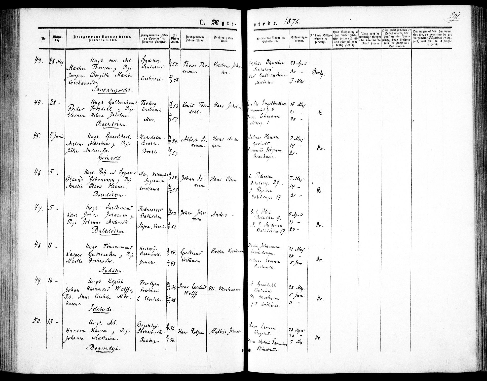 Vestre Aker prestekontor Kirkebøker, AV/SAO-A-10025/F/Fa/L0002: Parish register (official) no. 2, 1855-1877, p. 291