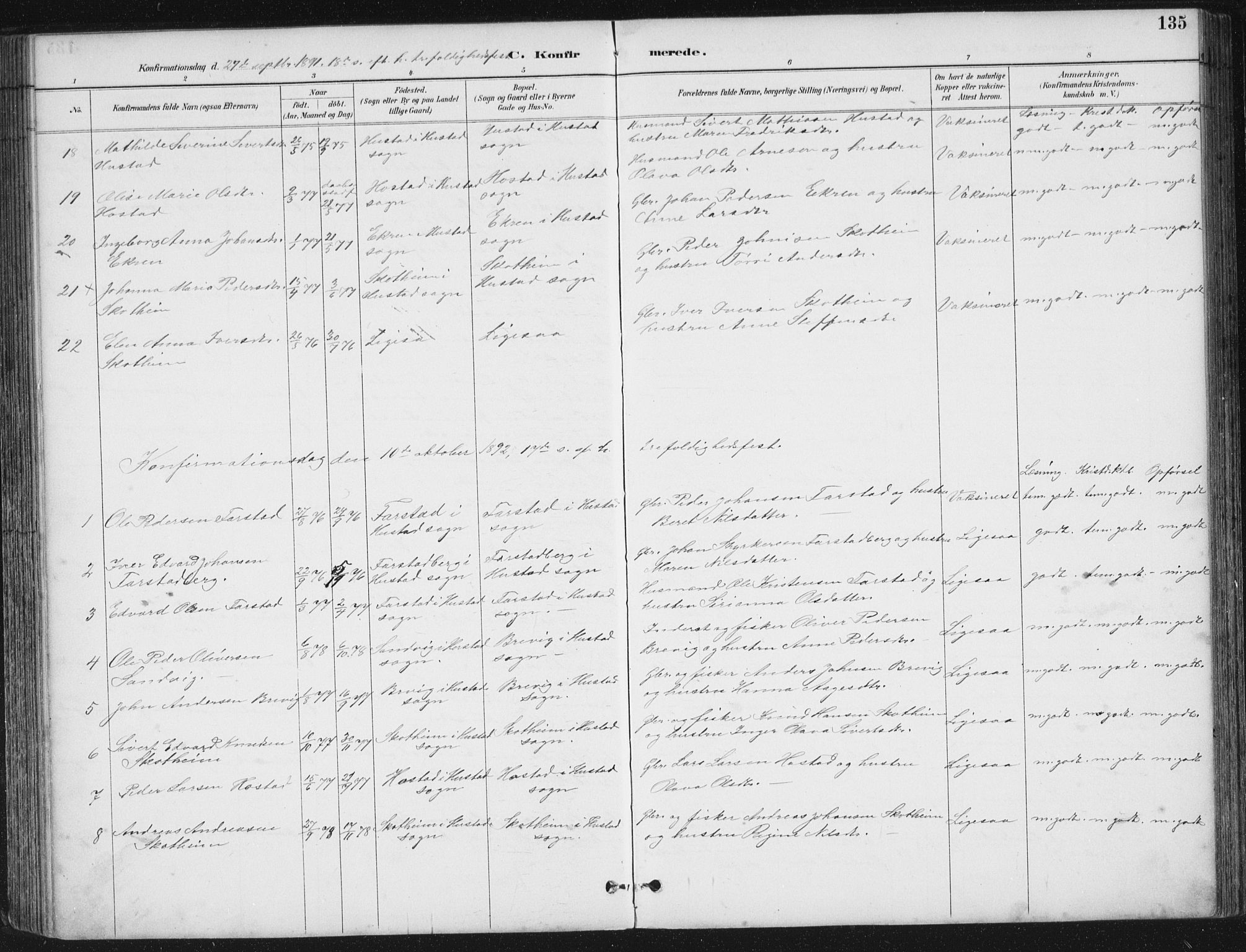 Ministerialprotokoller, klokkerbøker og fødselsregistre - Møre og Romsdal, AV/SAT-A-1454/567/L0783: Parish register (copy) no. 567C03, 1887-1903, p. 135