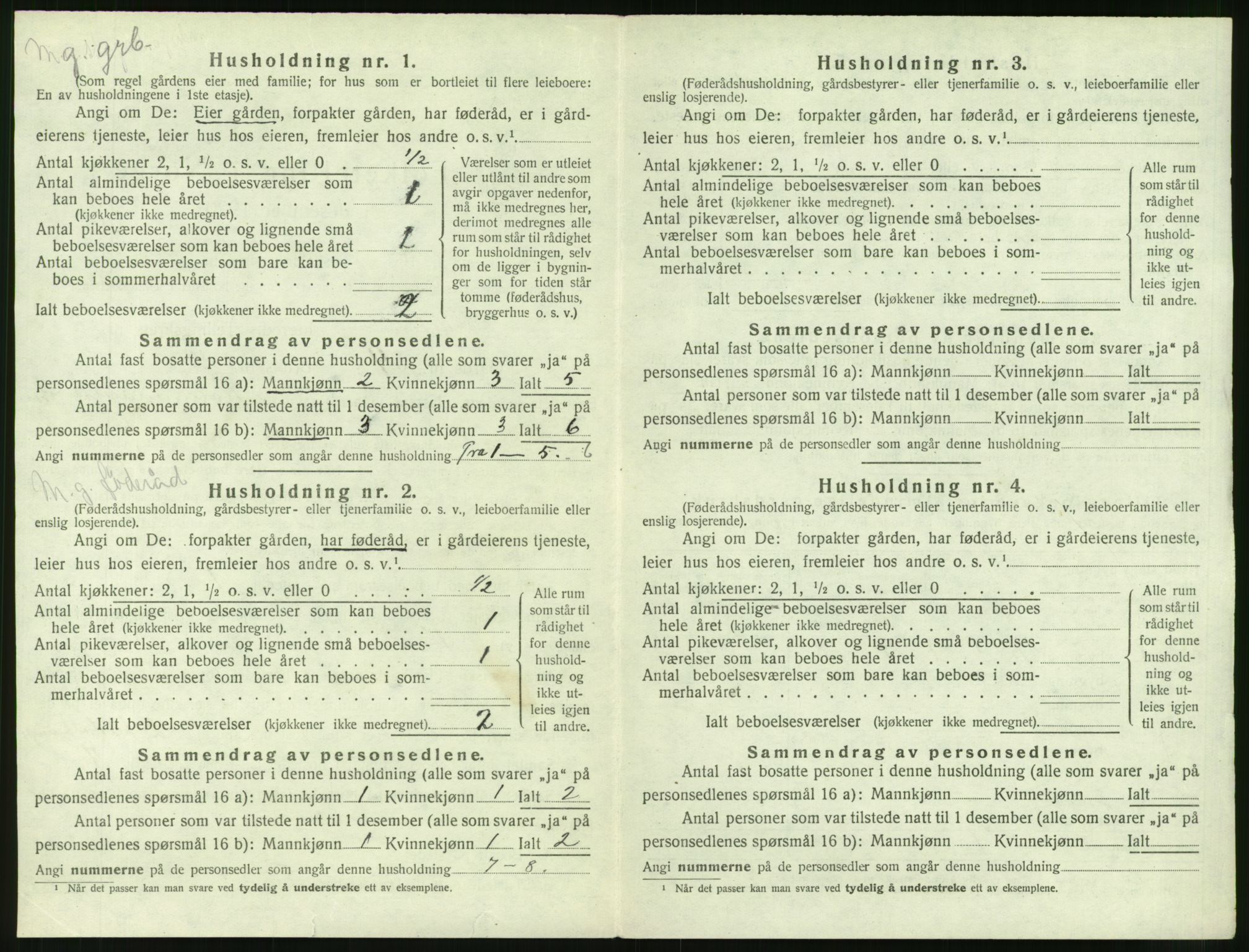 SAT, 1920 census for Grytten, 1920, p. 521