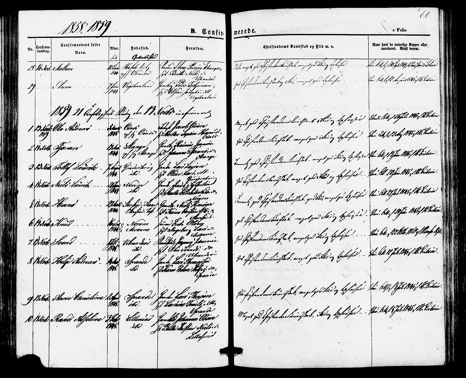 Torvastad sokneprestkontor, AV/SAST-A -101857/H/Ha/Haa/L0010: Parish register (official) no. A 10, 1857-1878, p. 66