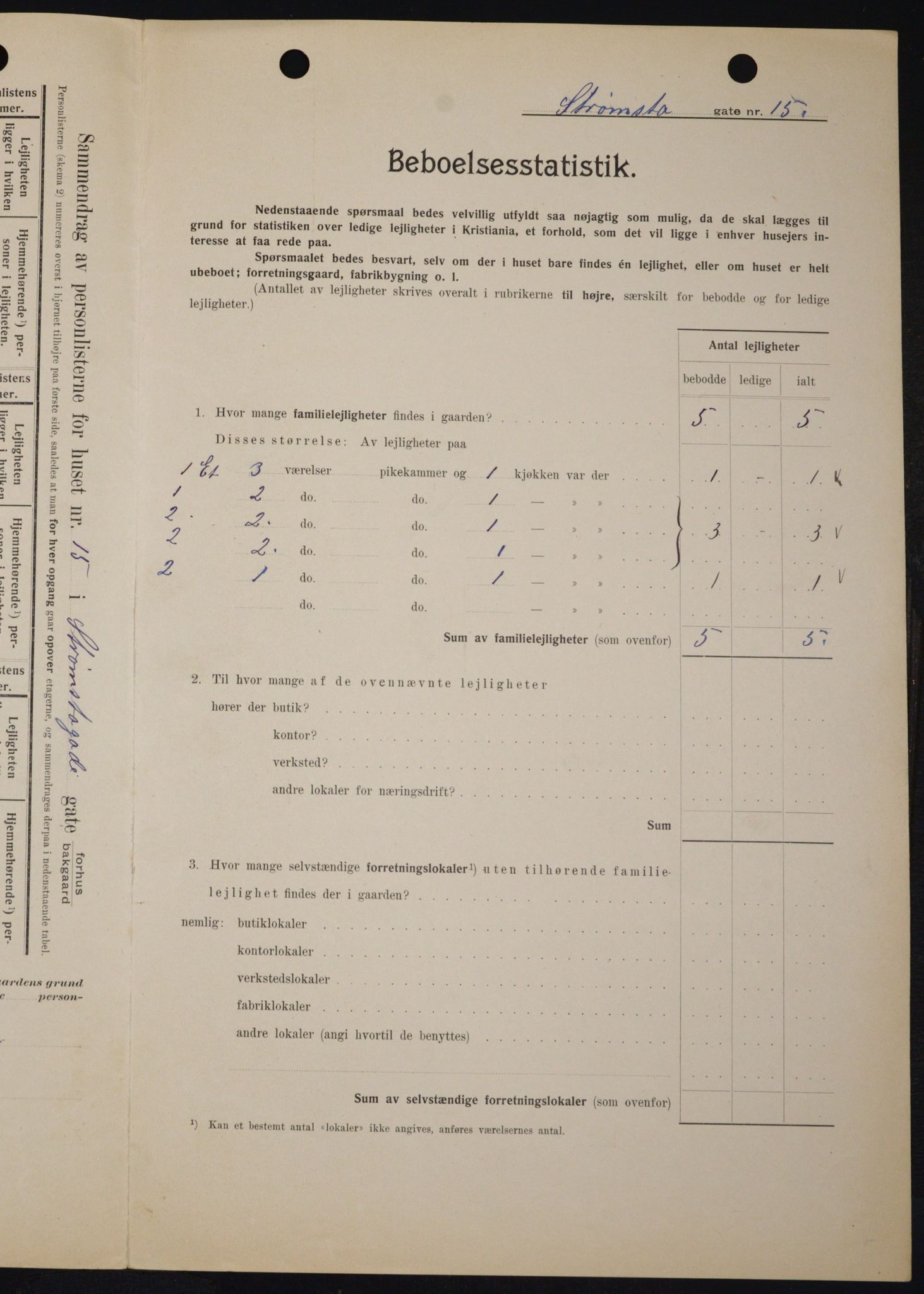 OBA, Municipal Census 1909 for Kristiania, 1909, p. 94038