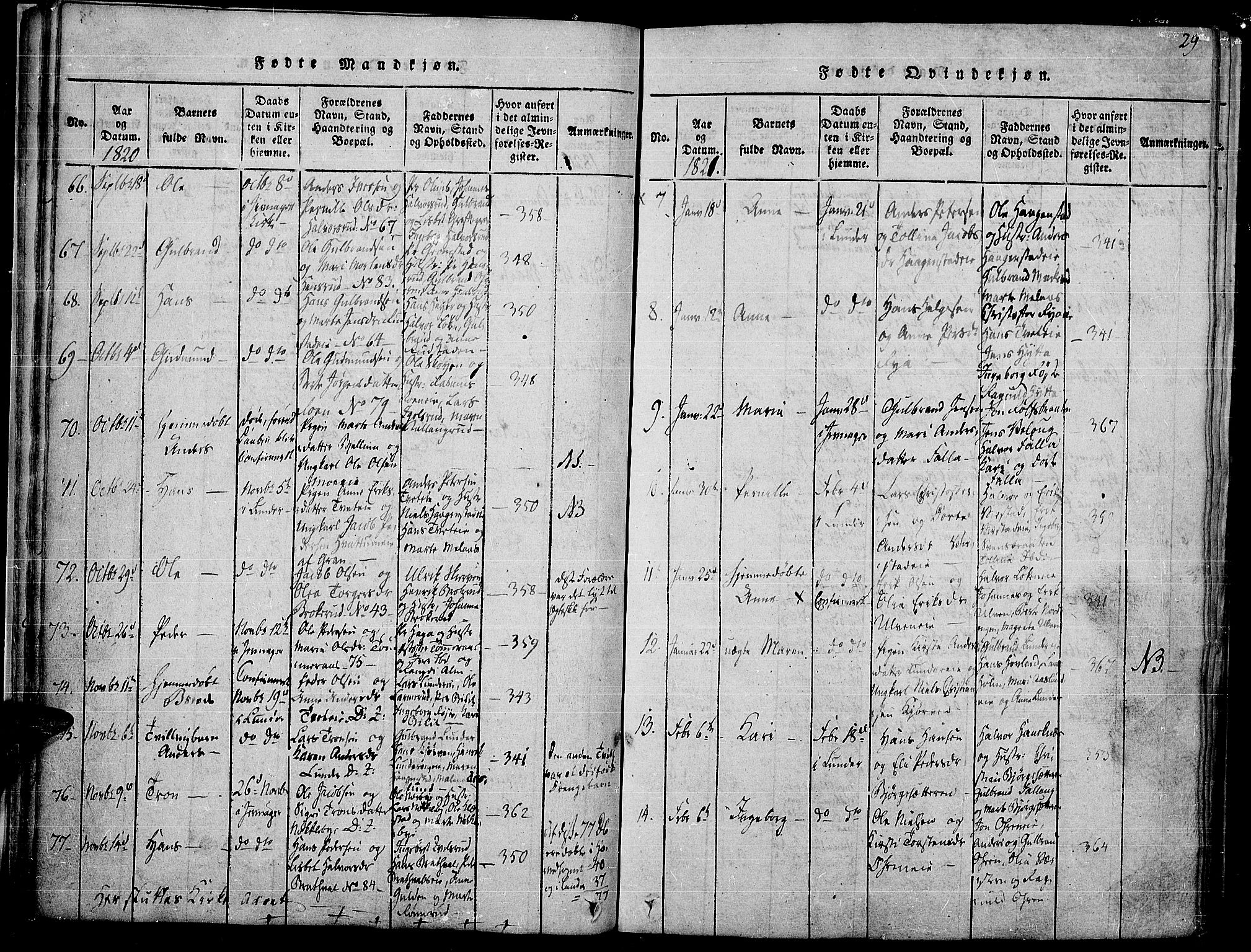 Jevnaker prestekontor, AV/SAH-PREST-116/H/Ha/Haa/L0005: Parish register (official) no. 5, 1815-1837, p. 29