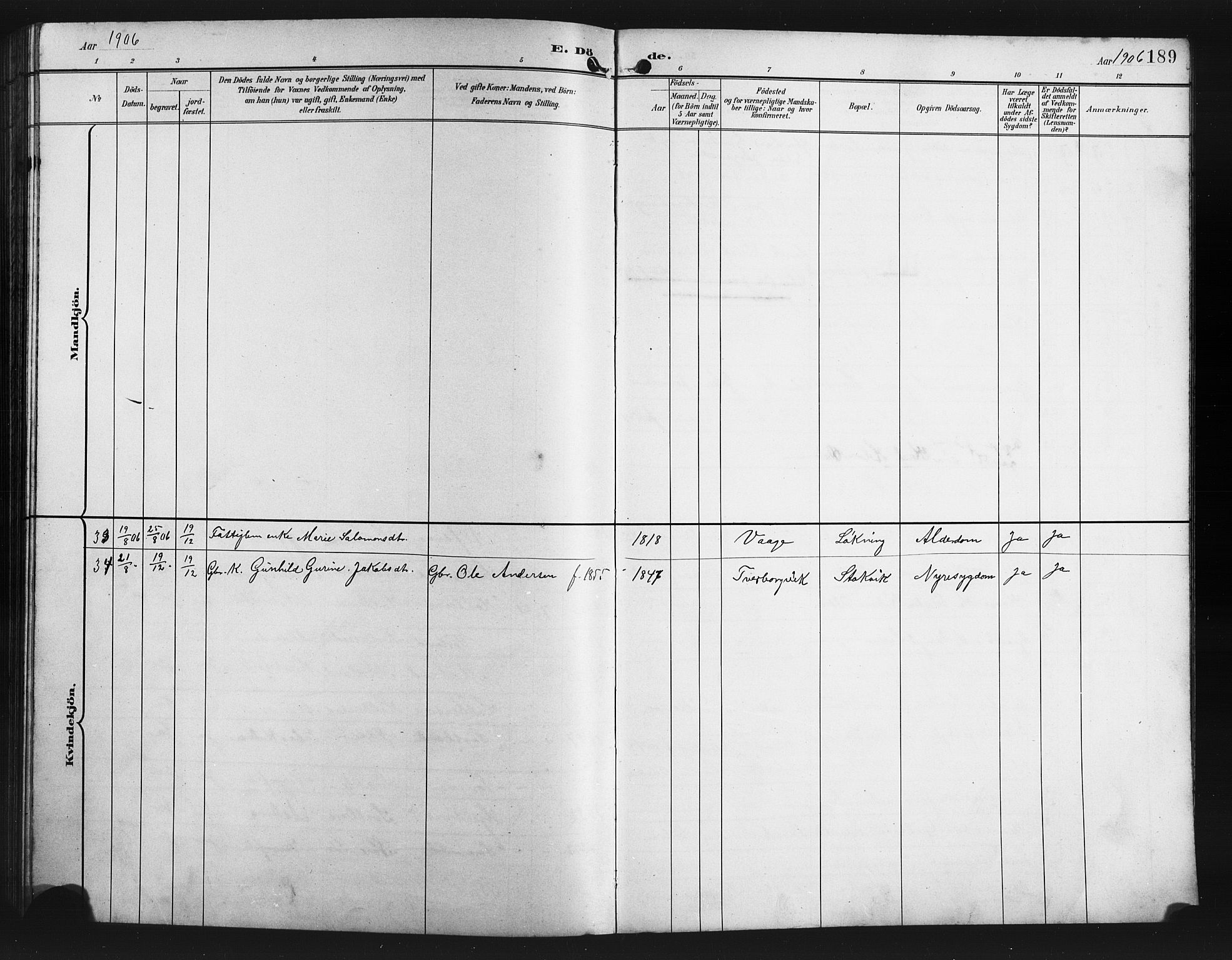 Finnås sokneprestembete, SAB/A-99925/H/Ha/Hab/Habb/L0004: Parish register (copy) no. B 4, 1897-1907, p. 189