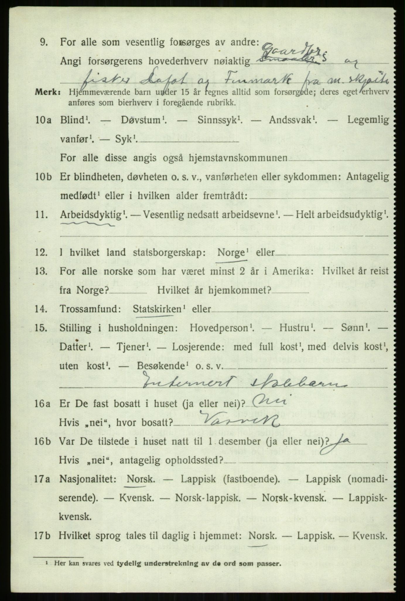 SATØ, 1920 census for Tranøy, 1920, p. 2336