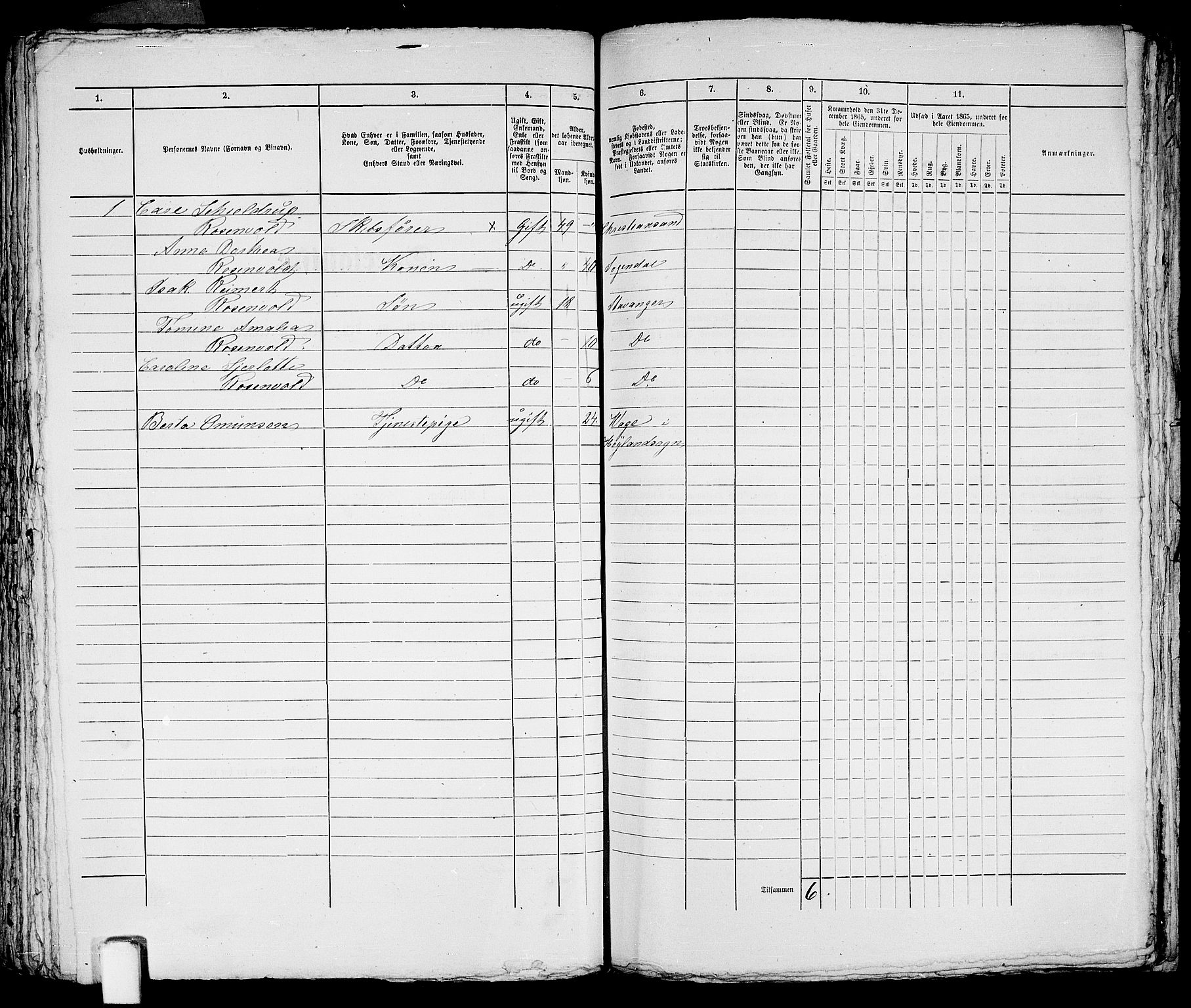 RA, 1865 census for Stavanger, 1865, p. 2819