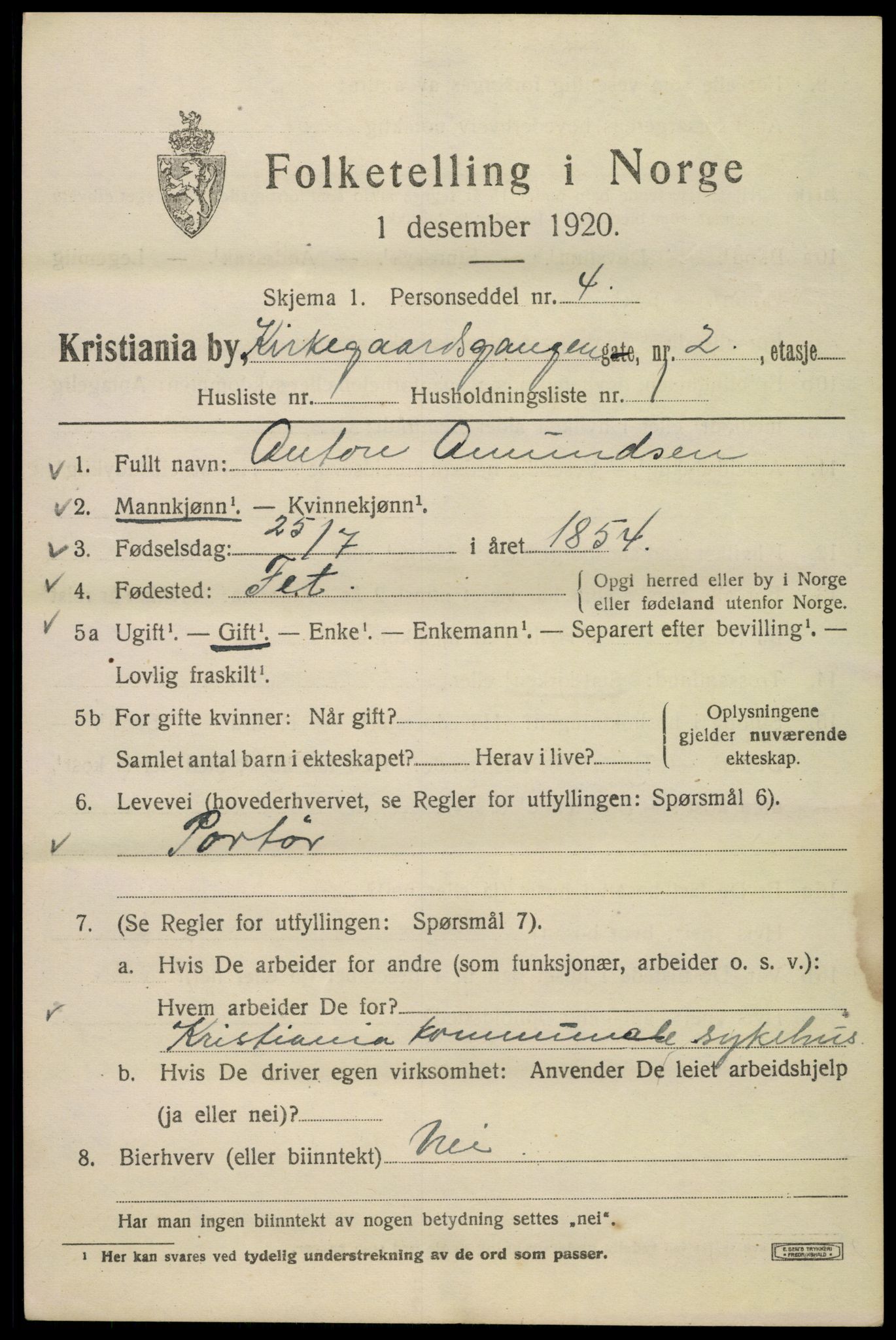 SAO, 1920 census for Kristiania, 1920, p. 333371