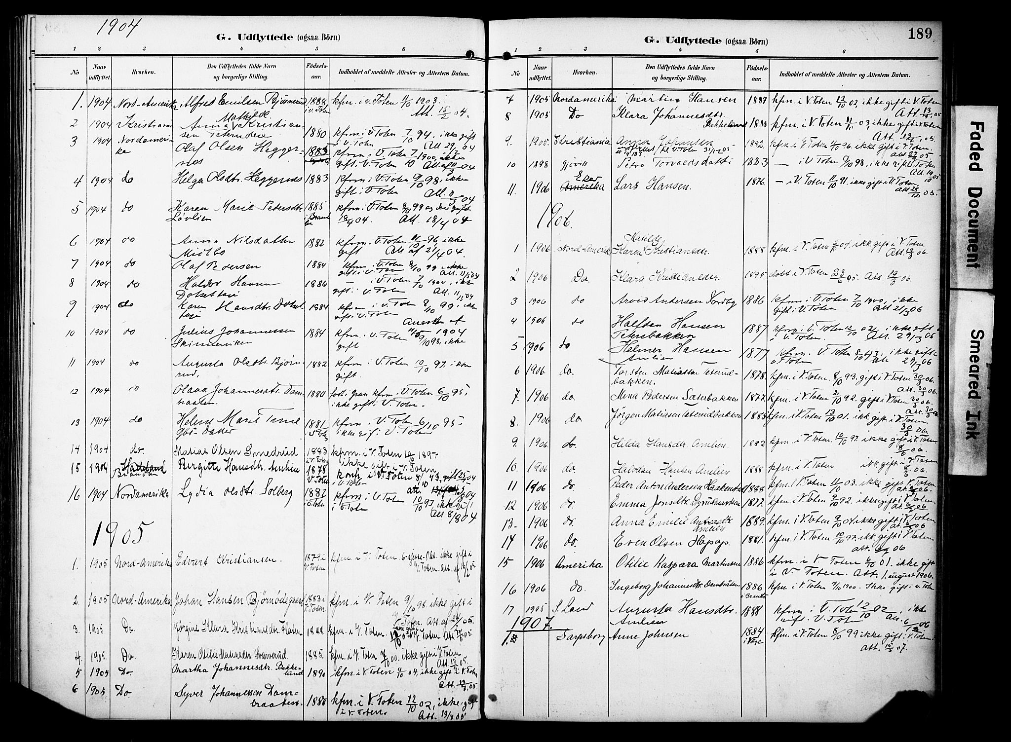 Vestre Toten prestekontor, SAH/PREST-108/H/Ha/Haa/L0012: Parish register (official) no. 12, 1890-1906, p. 189