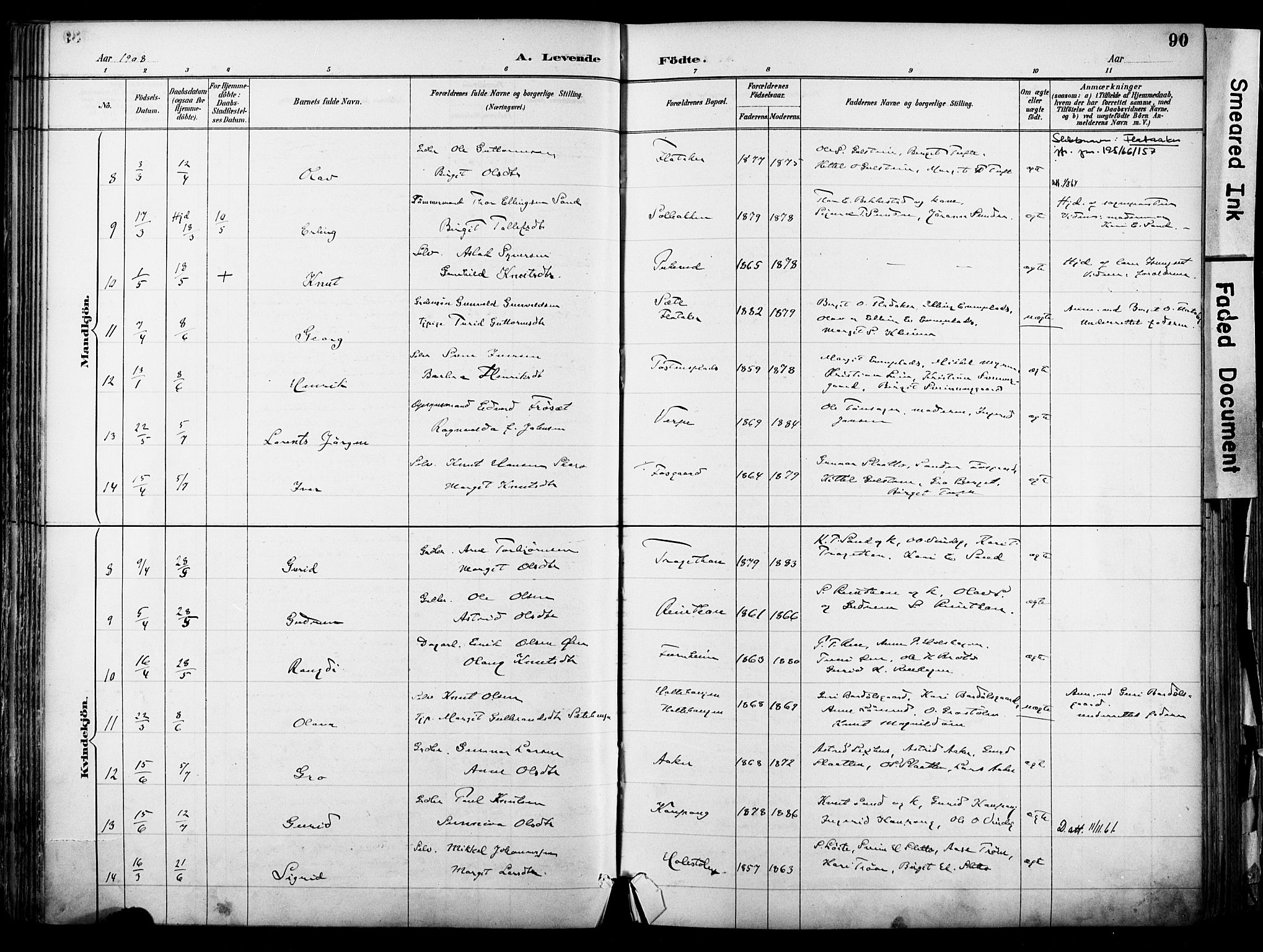 Hol kirkebøker, AV/SAKO-A-227/F/Fa/L0003: Parish register (official) no. I 3, 1887-1918, p. 90