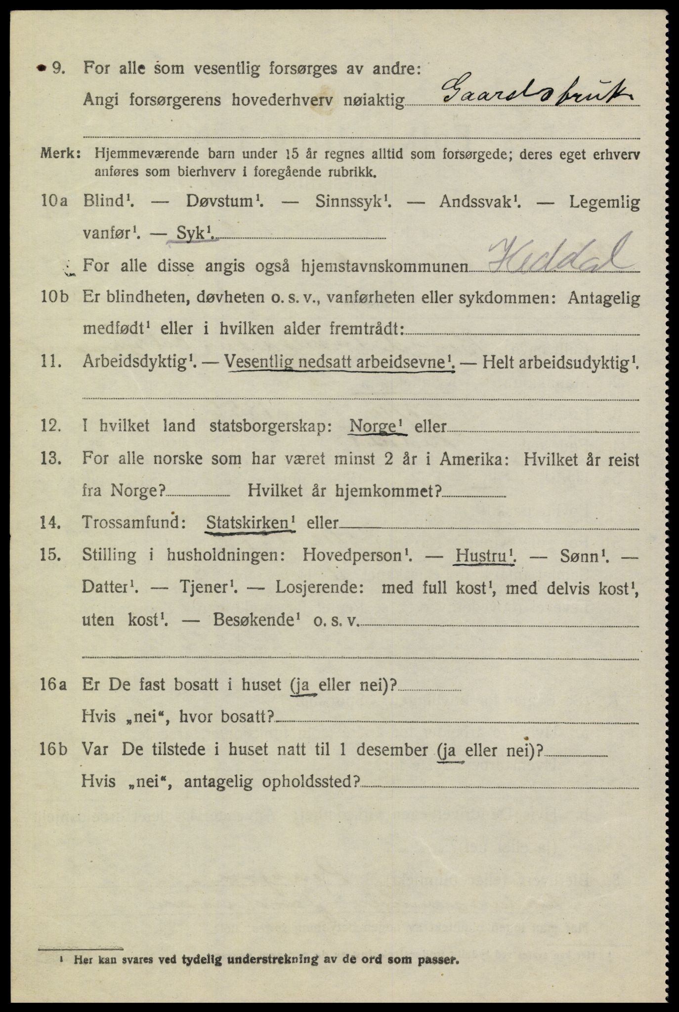 SAKO, 1920 census for Heddal, 1920, p. 3657