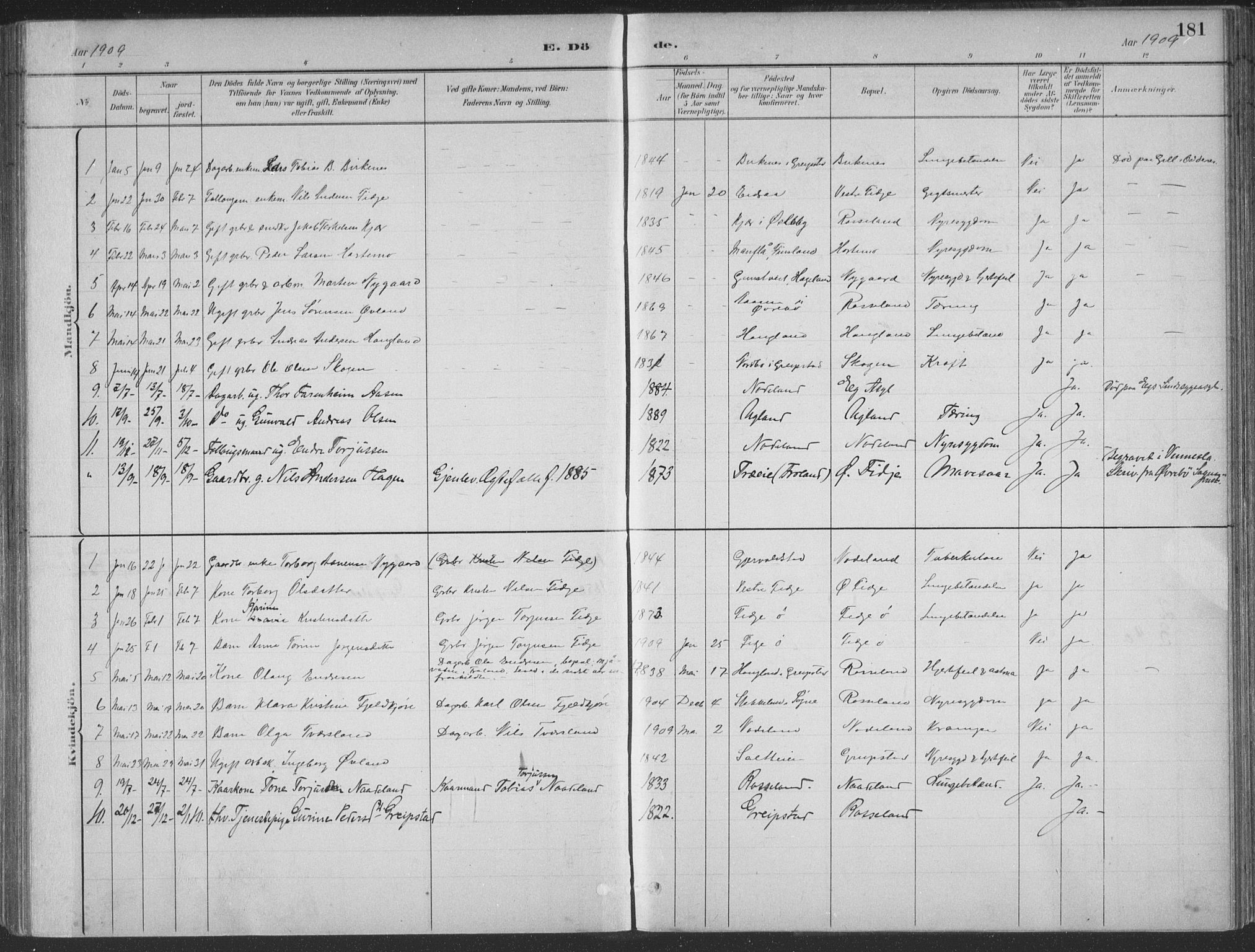 Søgne sokneprestkontor, SAK/1111-0037/F/Fa/Faa/L0003: Parish register (official) no. A 3, 1883-1910, p. 181