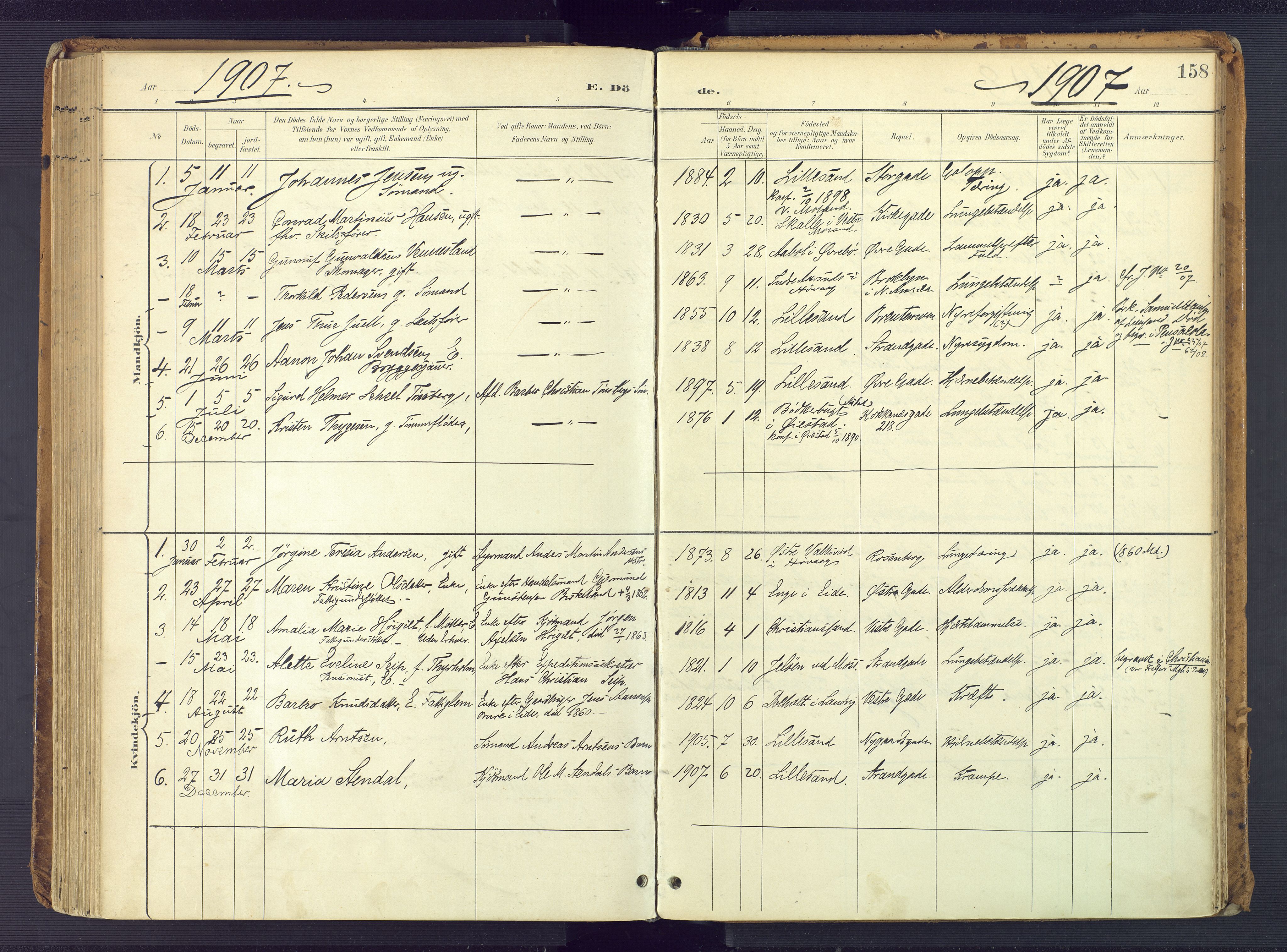 Vestre Moland sokneprestkontor, AV/SAK-1111-0046/F/Fa/Faa/L0002: Parish register (official) no. A 2, 1900-1926, p. 158