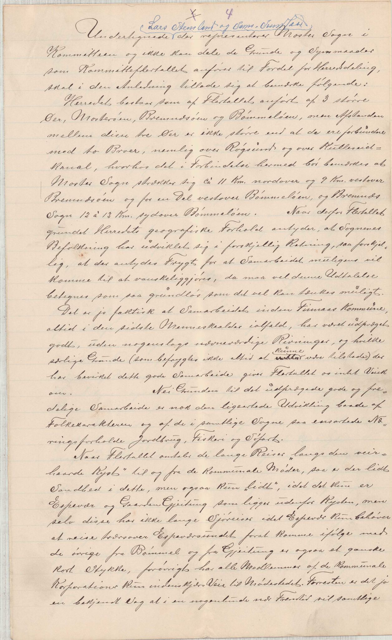 Finnaas kommune. Formannskapet, IKAH/1218a-021/D/Da/L0001/0009: Korrespondanse / saker / Komiteen for deling av Finnås herad. Ymse utgreiingar , 1911, p. 4