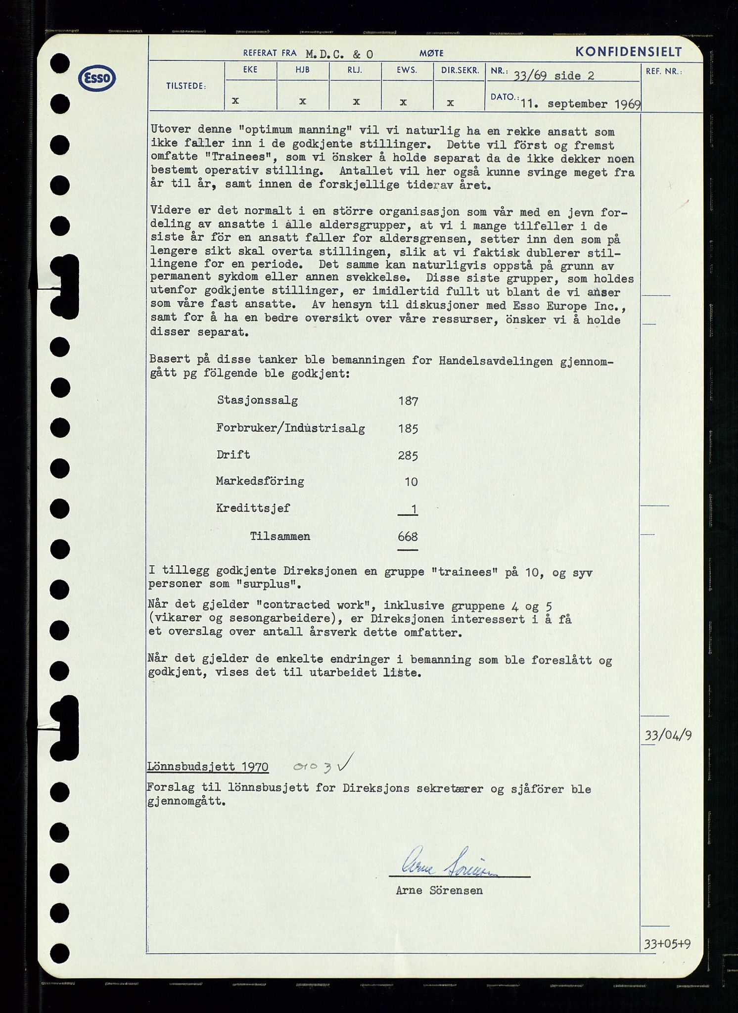 Pa 0982 - Esso Norge A/S, AV/SAST-A-100448/A/Aa/L0003/0001: Den administrerende direksjon Board minutes (styrereferater) og Bedriftforsamlingsprotokoll / Den administrerende direksjon Board minutes (styrereferater), 1969, p. 179