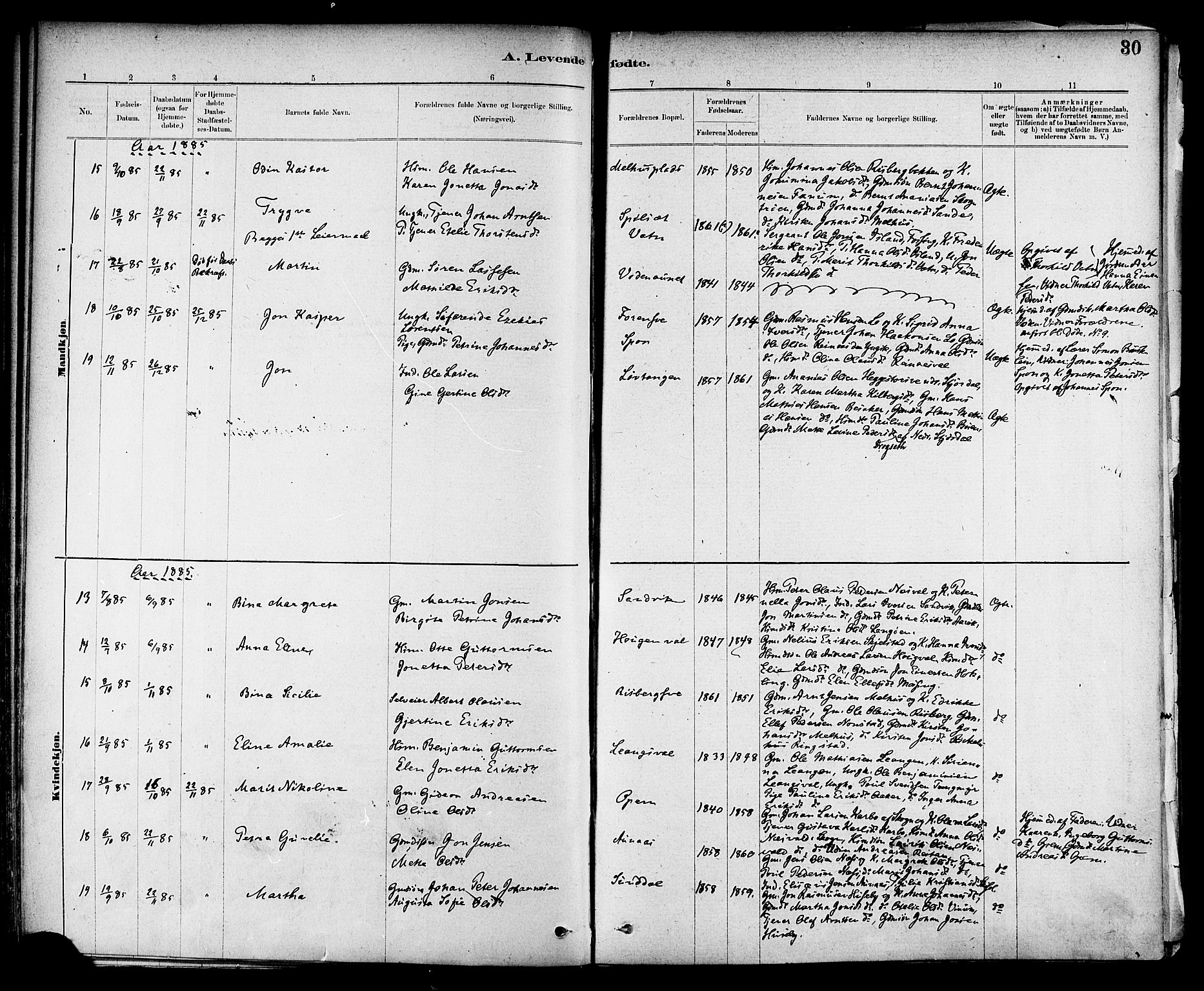 Ministerialprotokoller, klokkerbøker og fødselsregistre - Nord-Trøndelag, SAT/A-1458/714/L0130: Parish register (official) no. 714A01, 1878-1895, p. 30