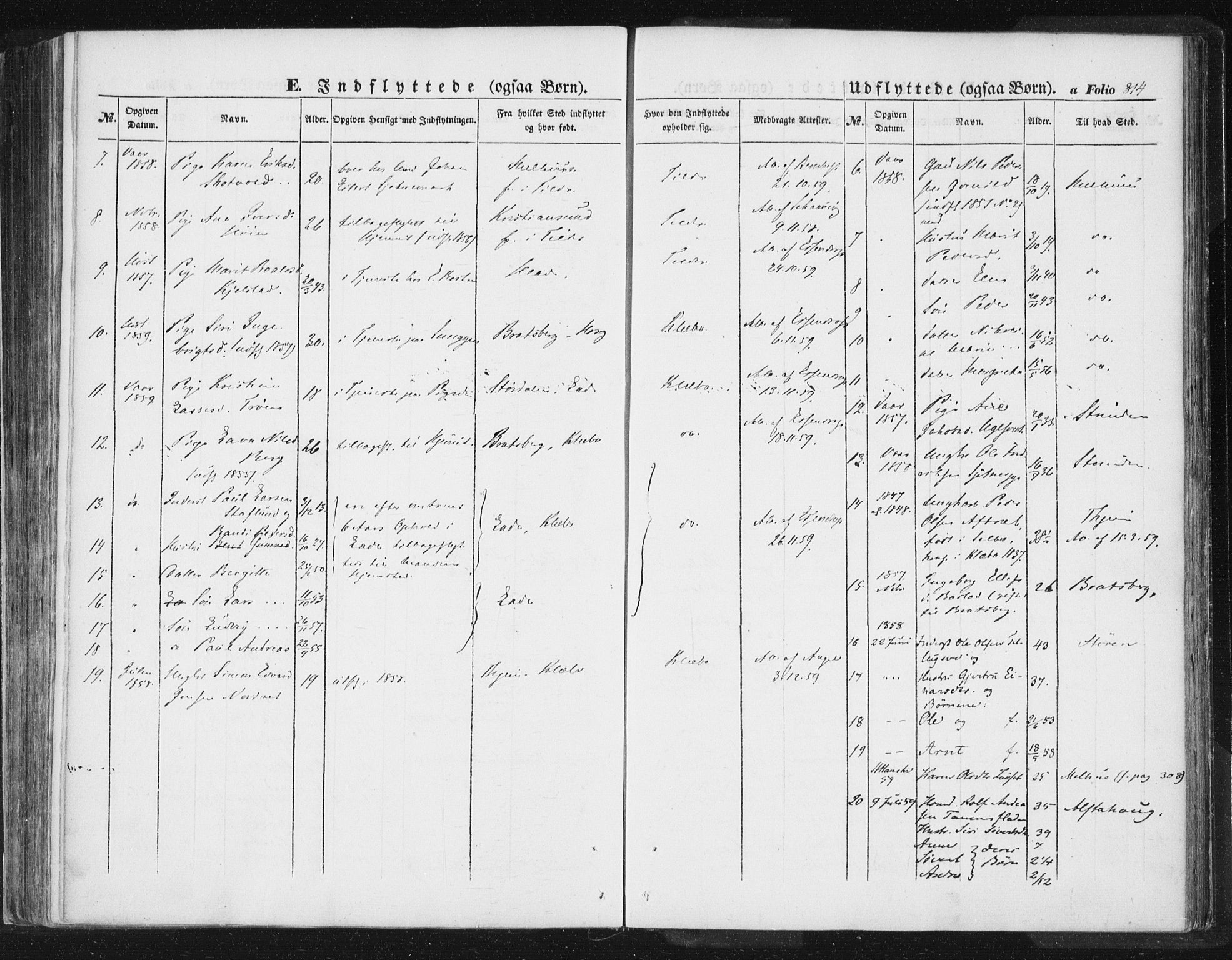 Ministerialprotokoller, klokkerbøker og fødselsregistre - Sør-Trøndelag, AV/SAT-A-1456/618/L0441: Parish register (official) no. 618A05, 1843-1862, p. 314
