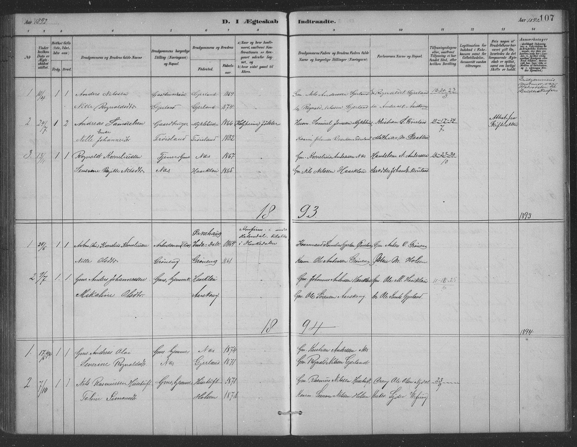 Førde sokneprestembete, AV/SAB-A-79901/H/Hab/Habc/L0002: Parish register (copy) no. C 2, 1881-1911, p. 107