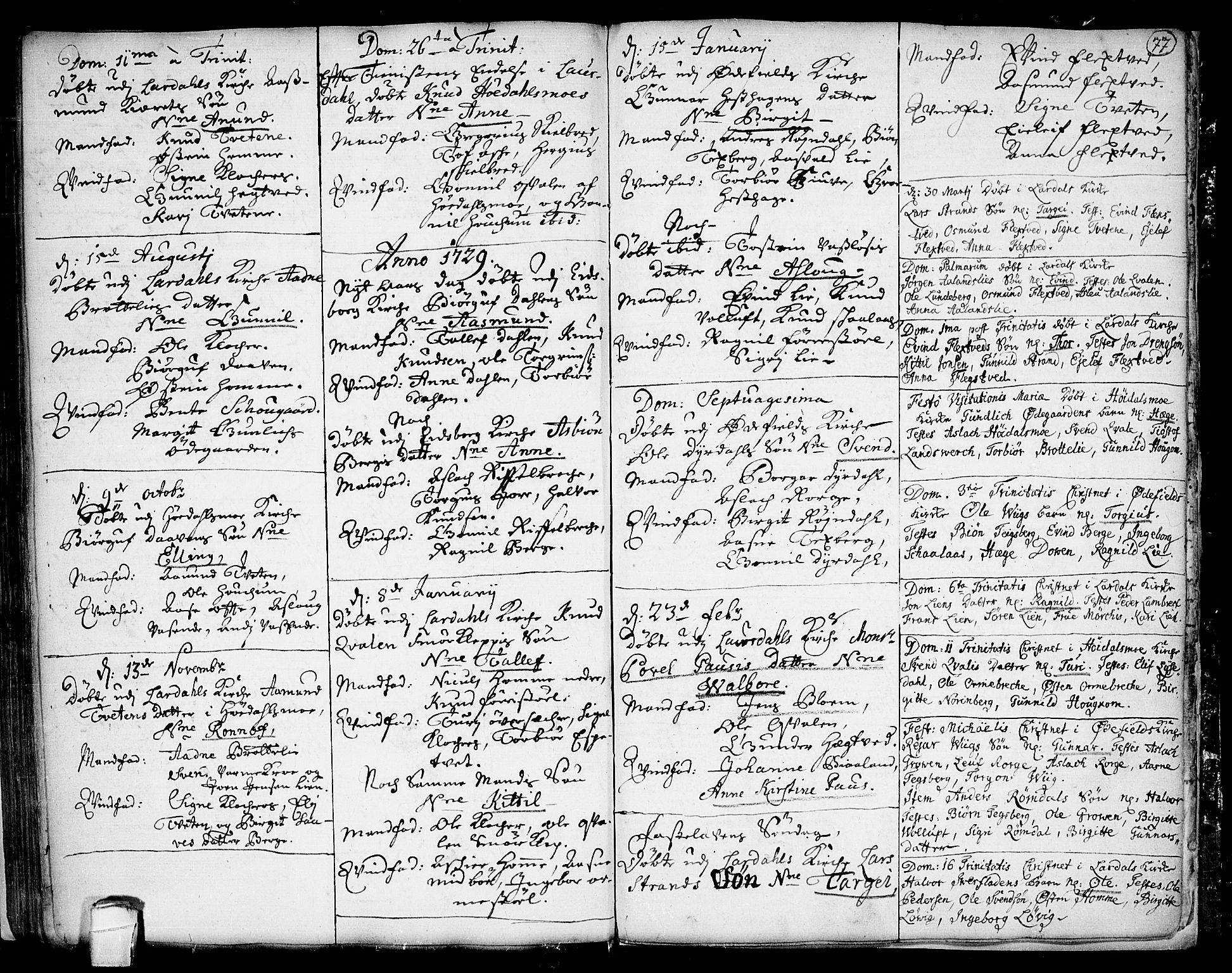 Lårdal kirkebøker, AV/SAKO-A-284/F/Fa/L0001: Parish register (official) no. I 1, 1721-1734, p. 77